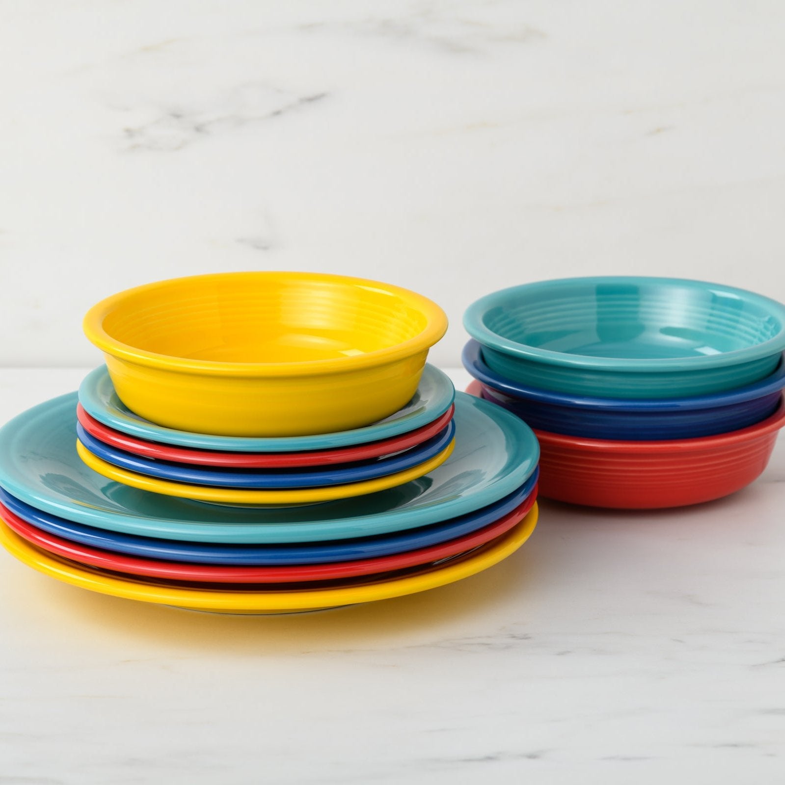 Mixed Vibrant Classic Rim 12-Piece Dinnerware Set. Service for 4 - Image 2