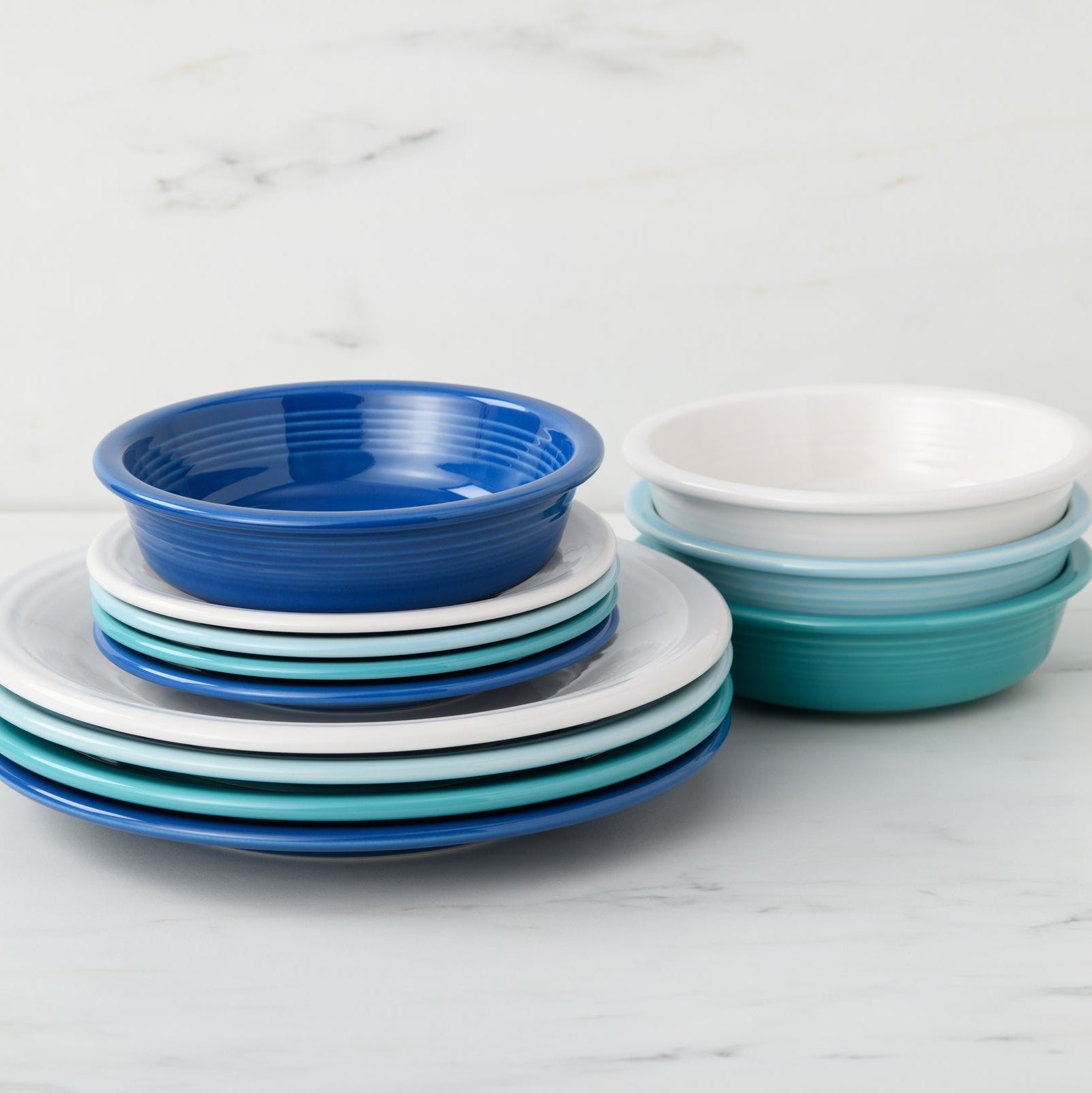 Mixed Coastal Blues Classic Rim 12-Piece Dinnerware Set. Service for 4 - Image 2