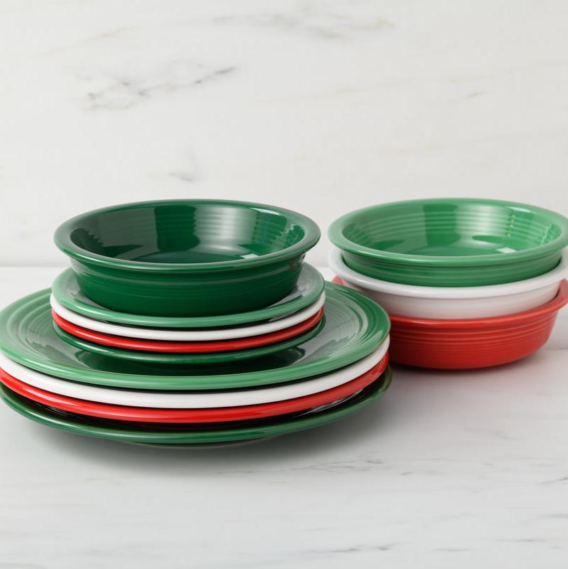 Christmas Mixed Color Classic Rim 12-Piece Dinnerware Set. Service for 4 - Image 2
