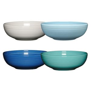 Mixed Coastal Blue Bistro Coupe 7 5/8-Inch 38OZ Medium Bowls. Set of 4