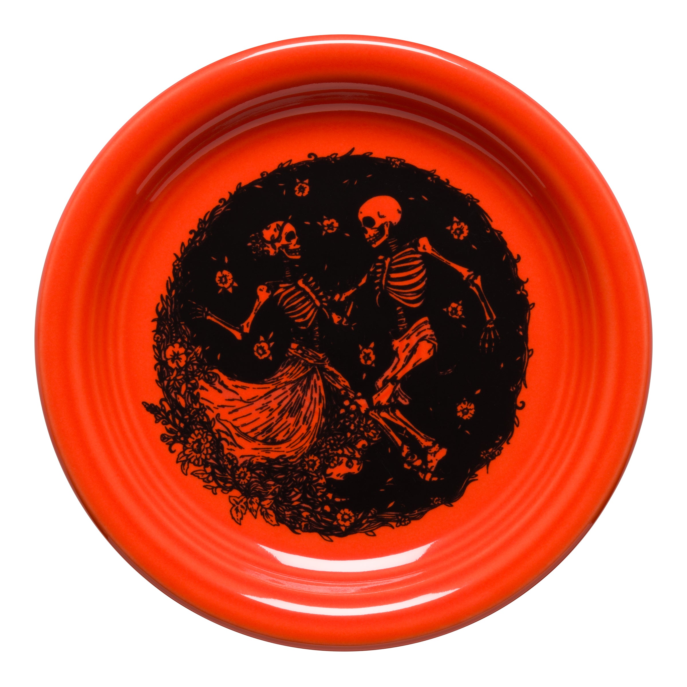 Retired Skeleton Duet Poppy Bistro Coupe 6 1/4 Inch Appetizer Plate - Image 2