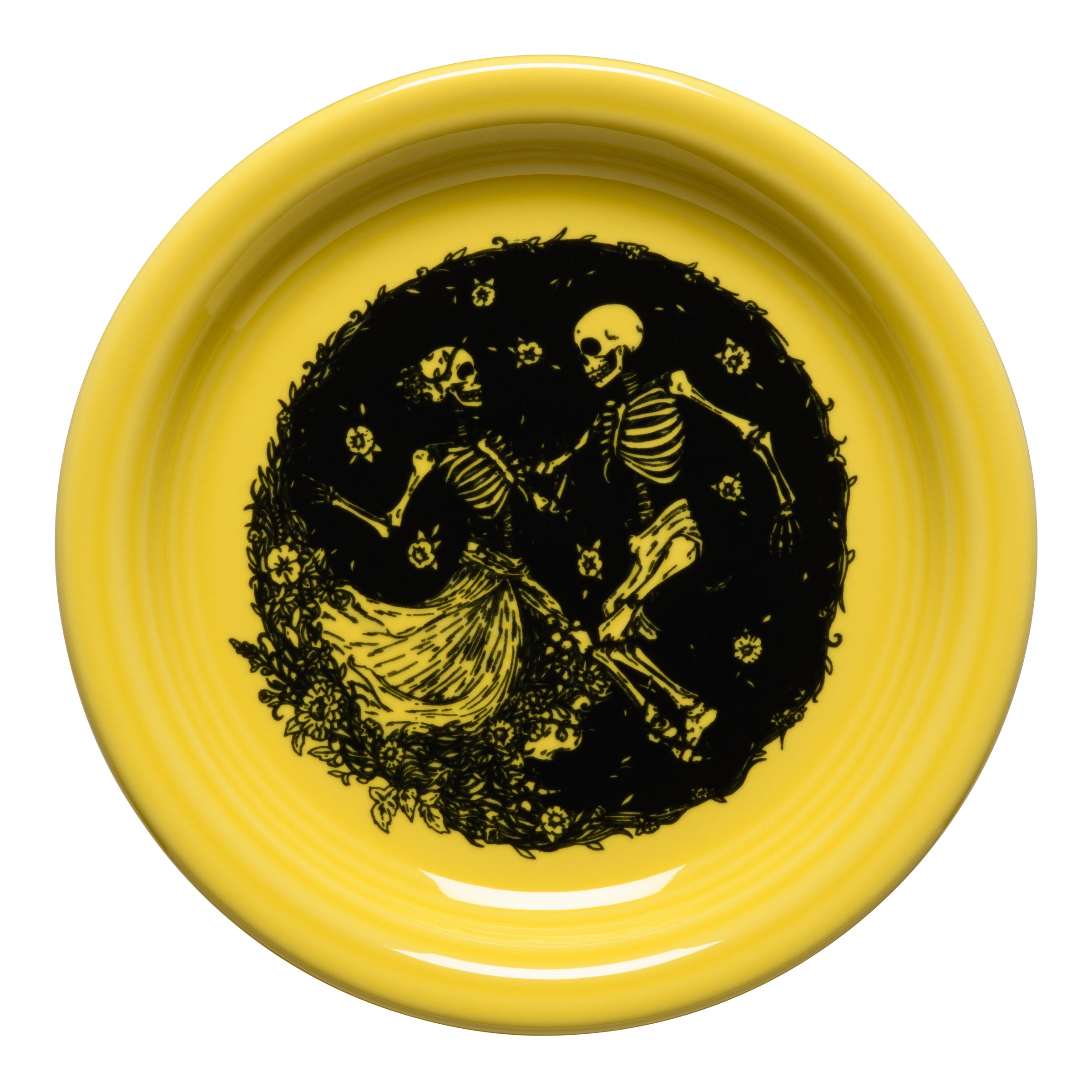 Retired Skeleton Duet Sunflower Bistro Coupe 6 1/4 Inch Appetizer Plate - Image 2