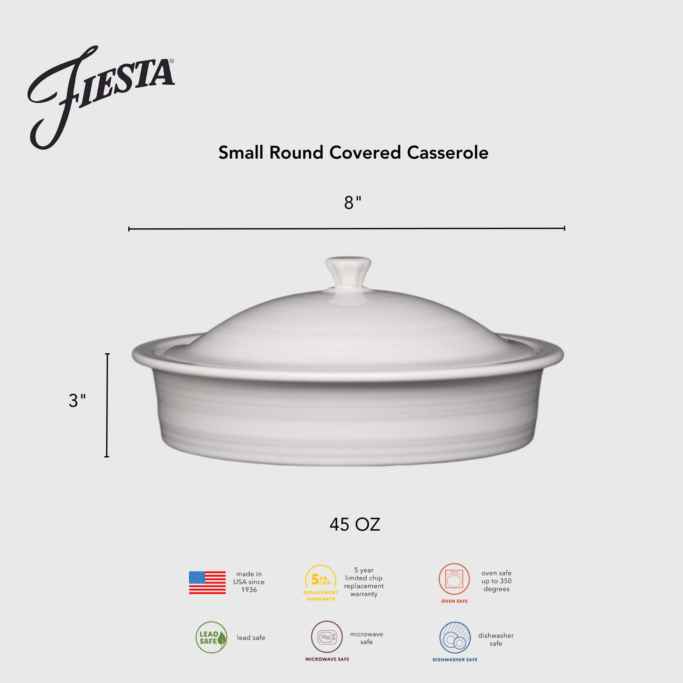 Lavender Small 10 Inch Round Covered Casserole 1.4 Quart - Image 3