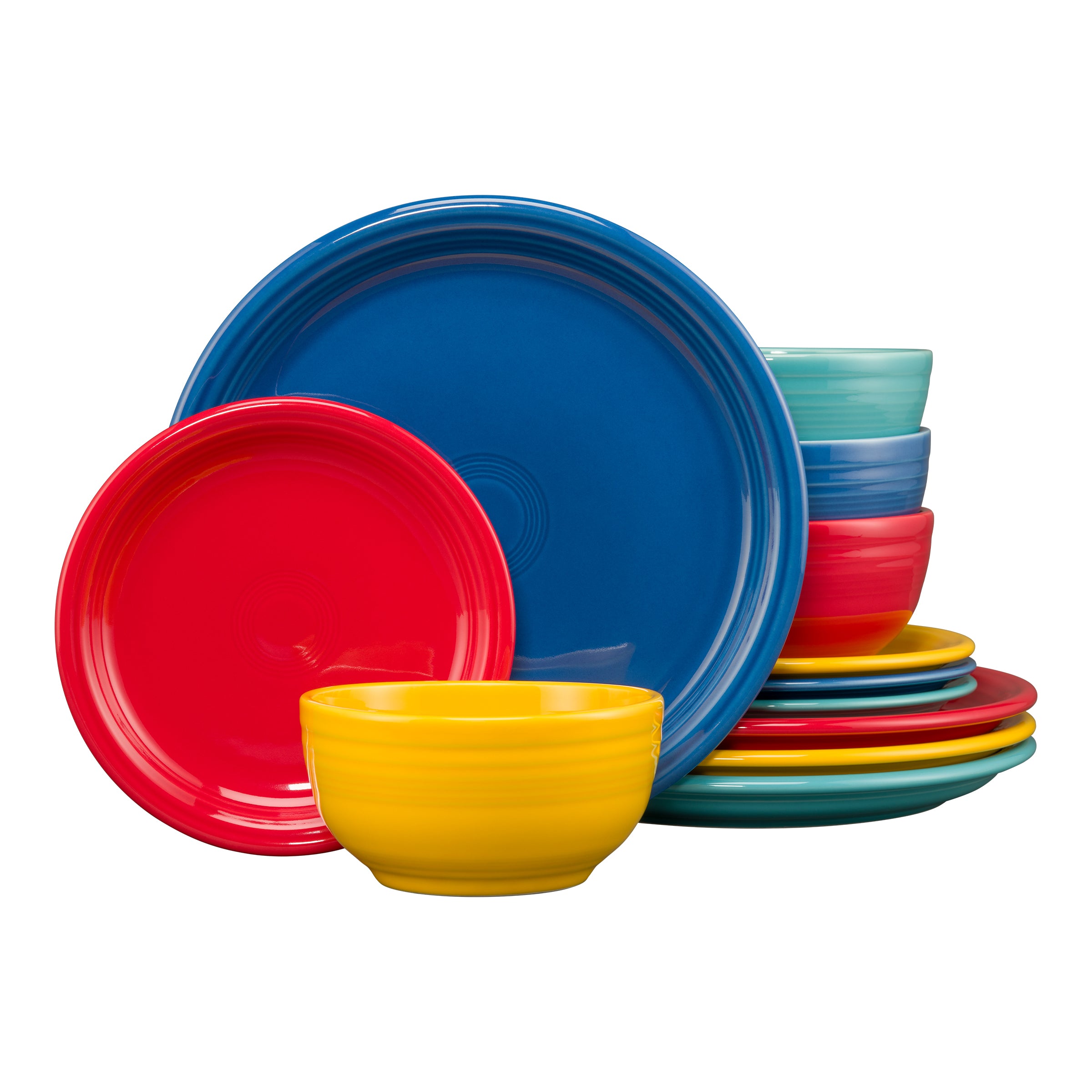 Mixed Vibrant Bistro Coupe 12-Piece Dinnerware Set. Service for 4