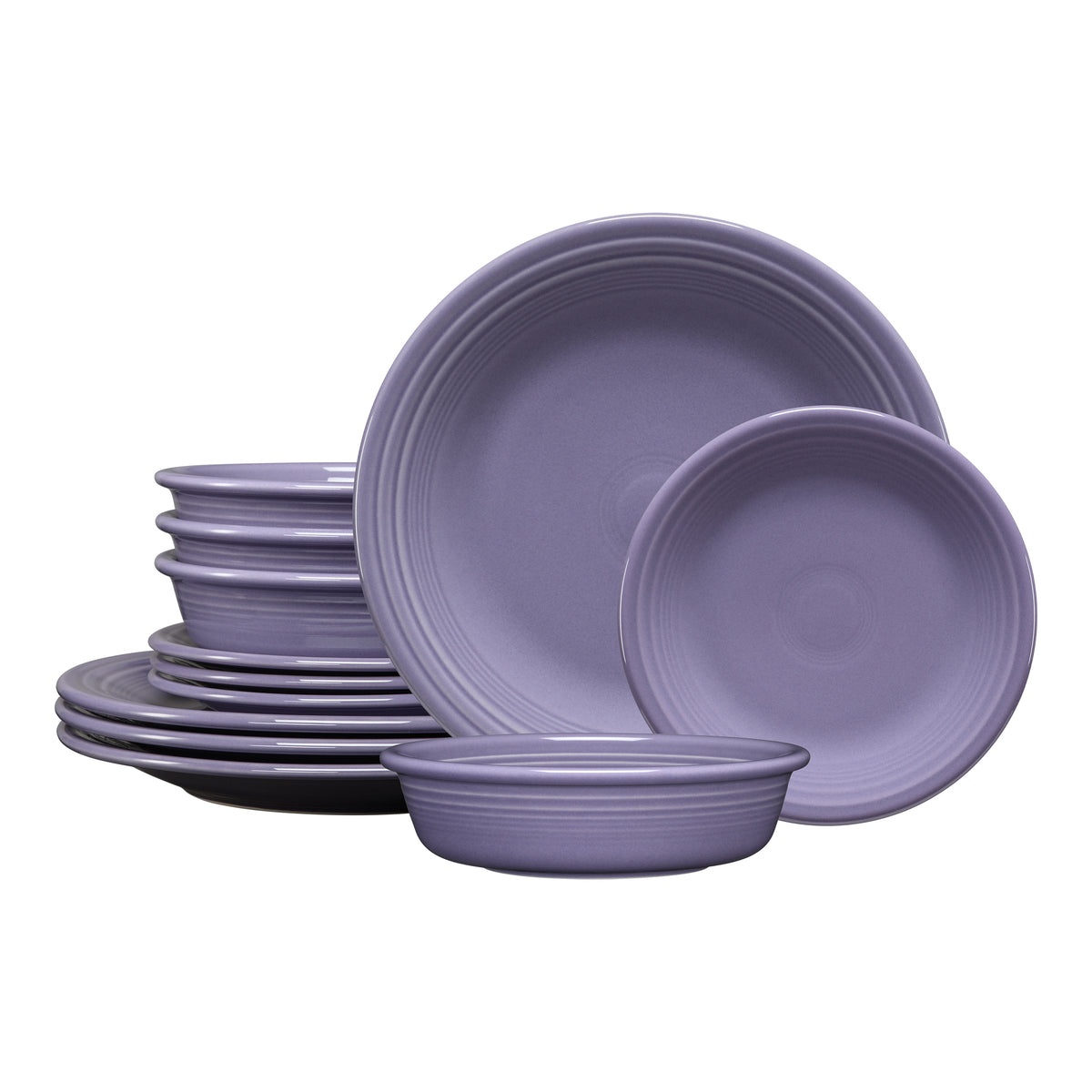 Lavender Classic Rim 12-Piece Dinnerware Set. Service for 4