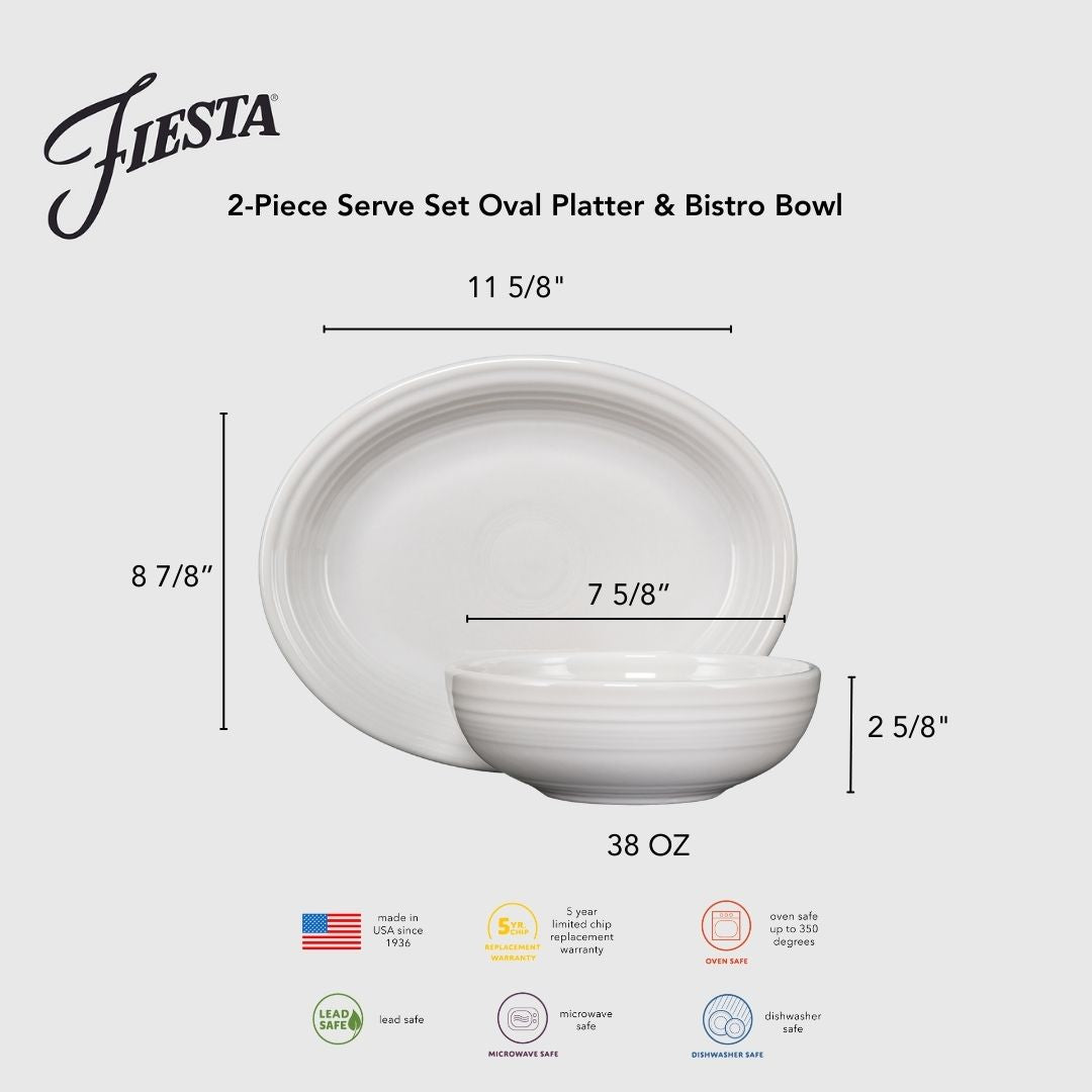 2-Piece Serve Set 11 5/8 Inch Oval Platter & 38 OZ Bistro Bowl - Image 5