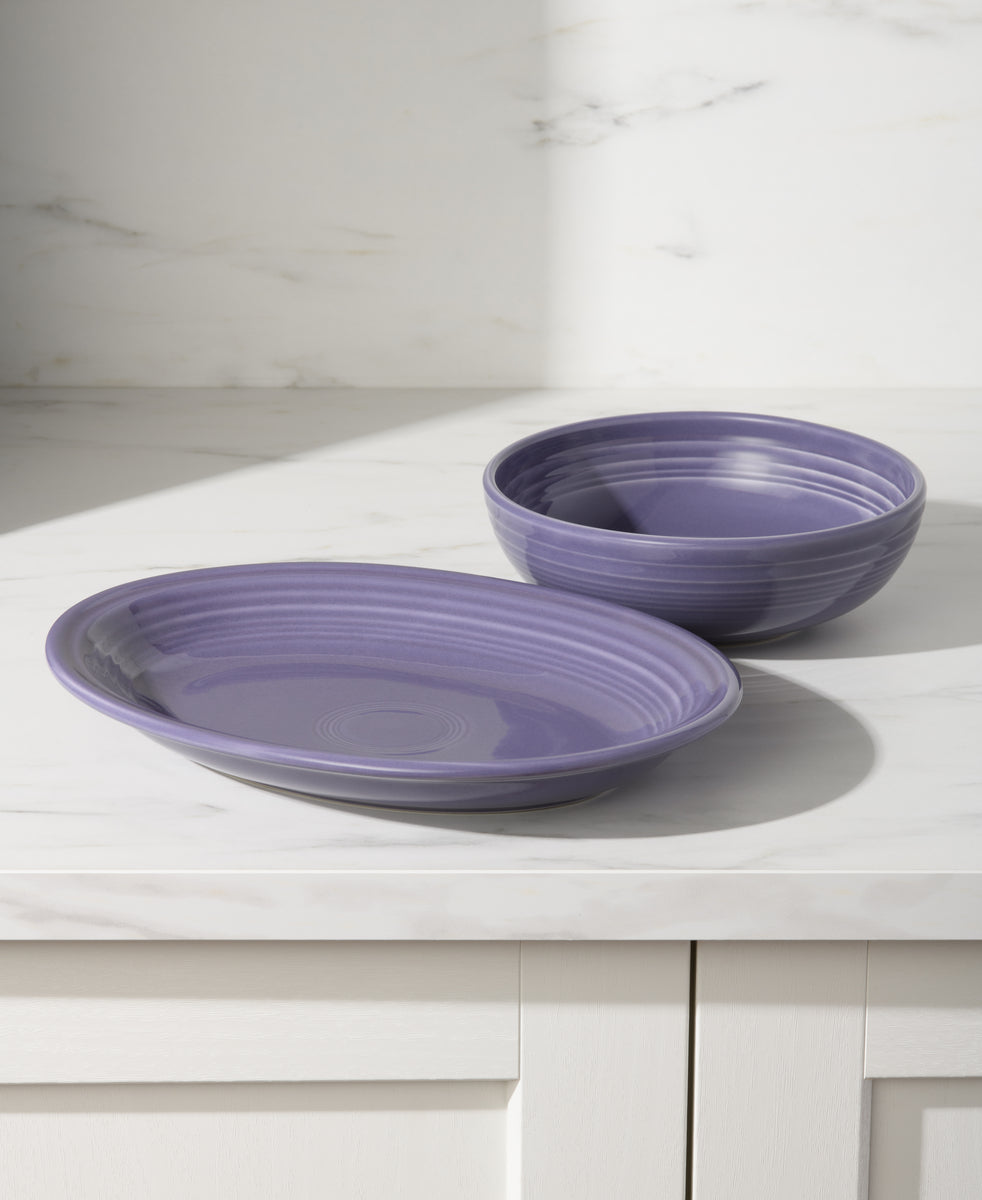 Lavender 2-Piece Serve Set 11 5/8 Inch Oval Platter & 38 OZ Bistro Bowl - Image 2