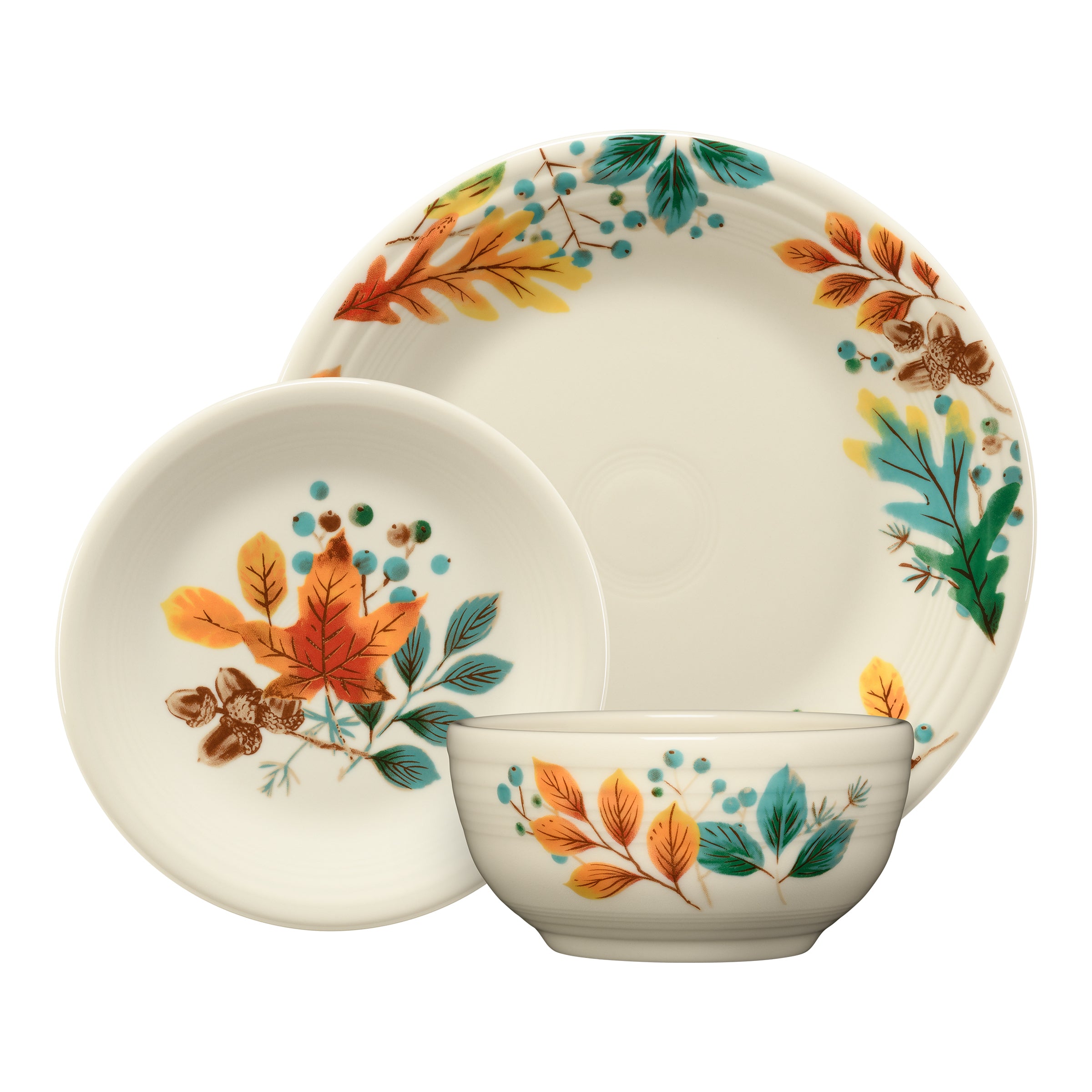 Autumn Fields Classic Bistro Coupe 3-Piece Dinnerware Set. Service for 1