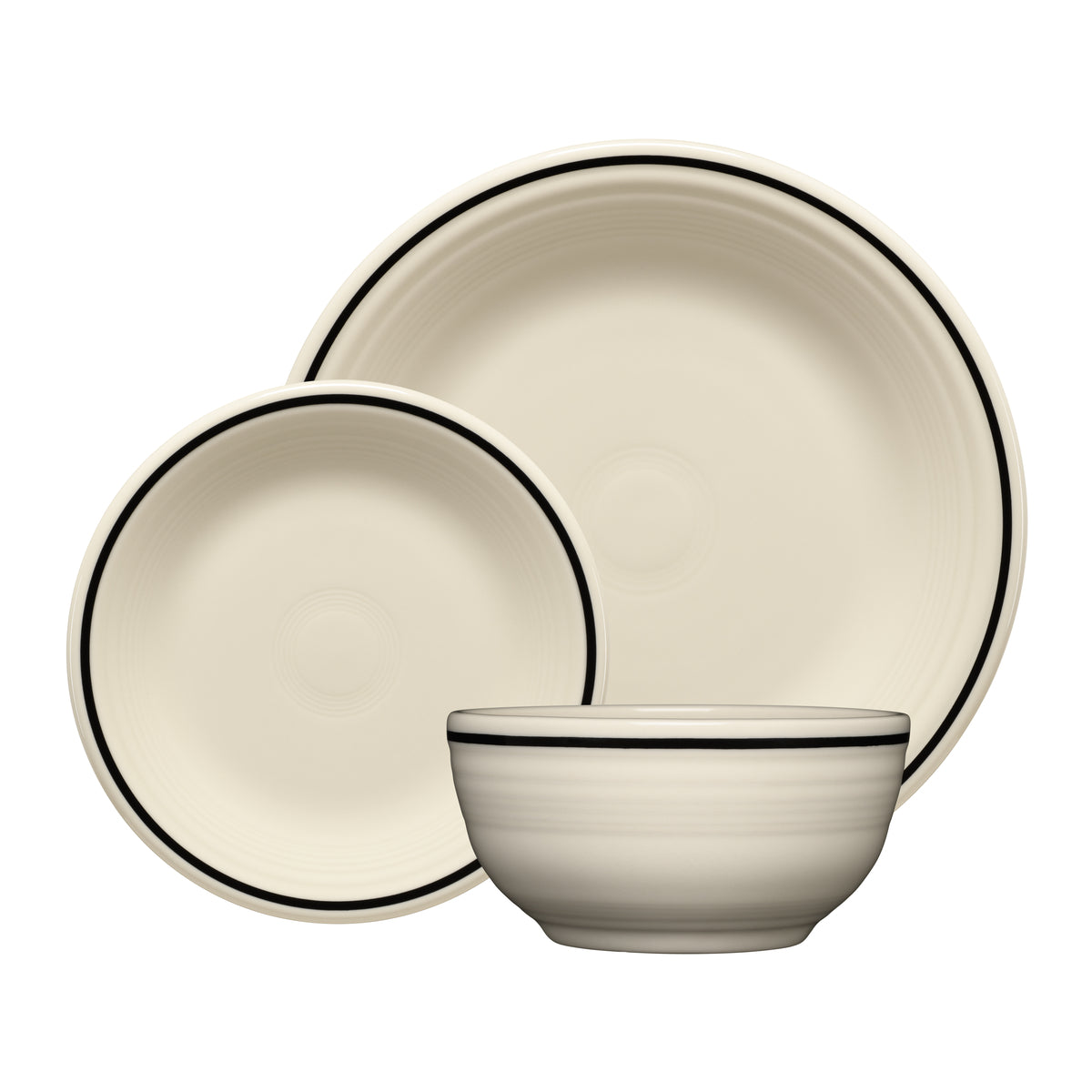 Black Band Classic Bistro 3-Piece Dinnerware Set. Service For 1