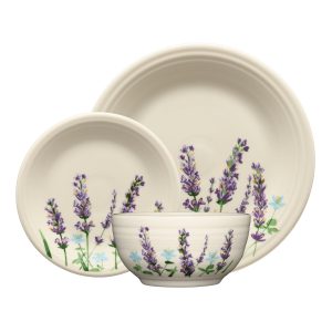 Lavender Bloom Classic Bistro 3-Piece Dinnerware Set. Service For 1