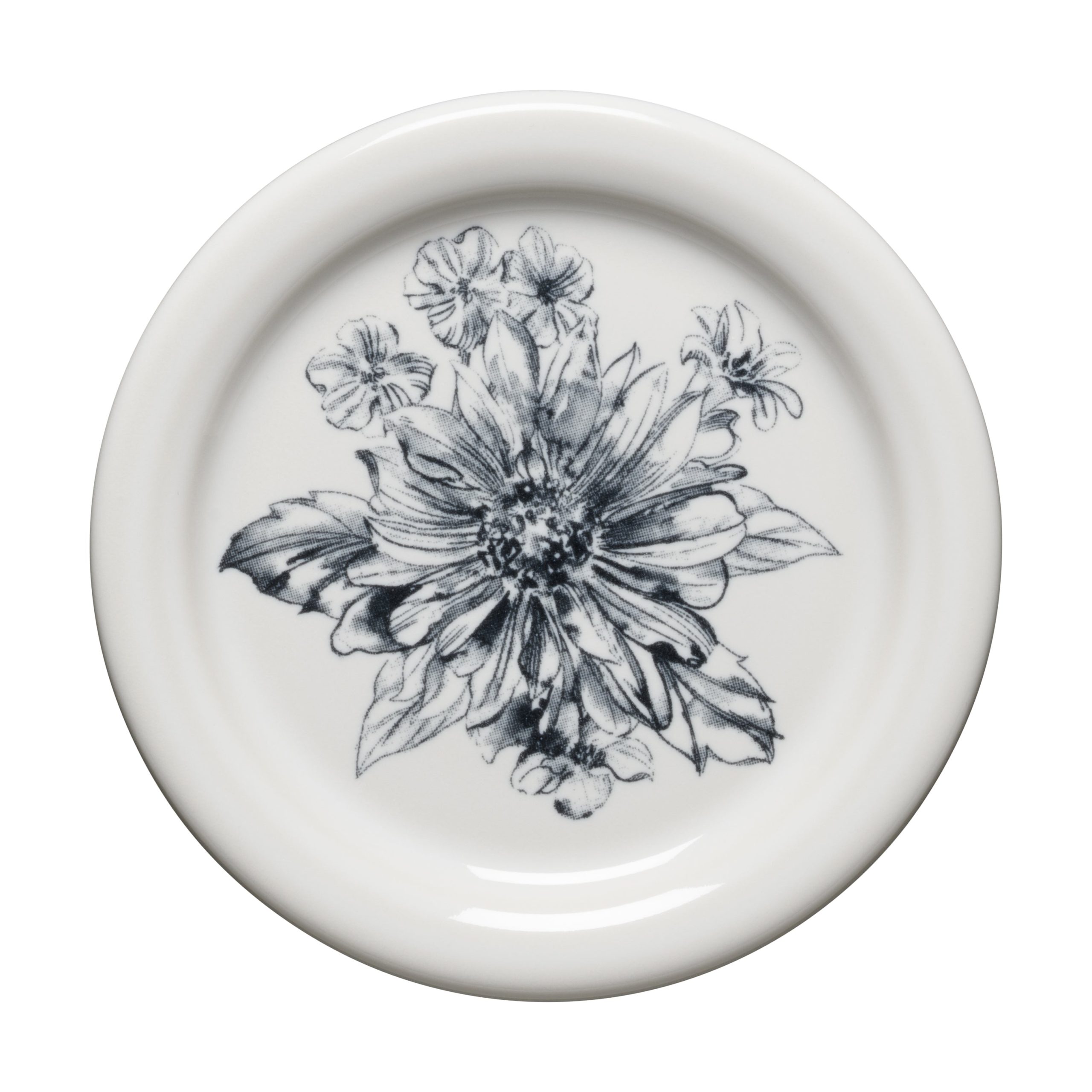 Botanical Floral Black 4 3/8 Inch Coaster and Mug Cover