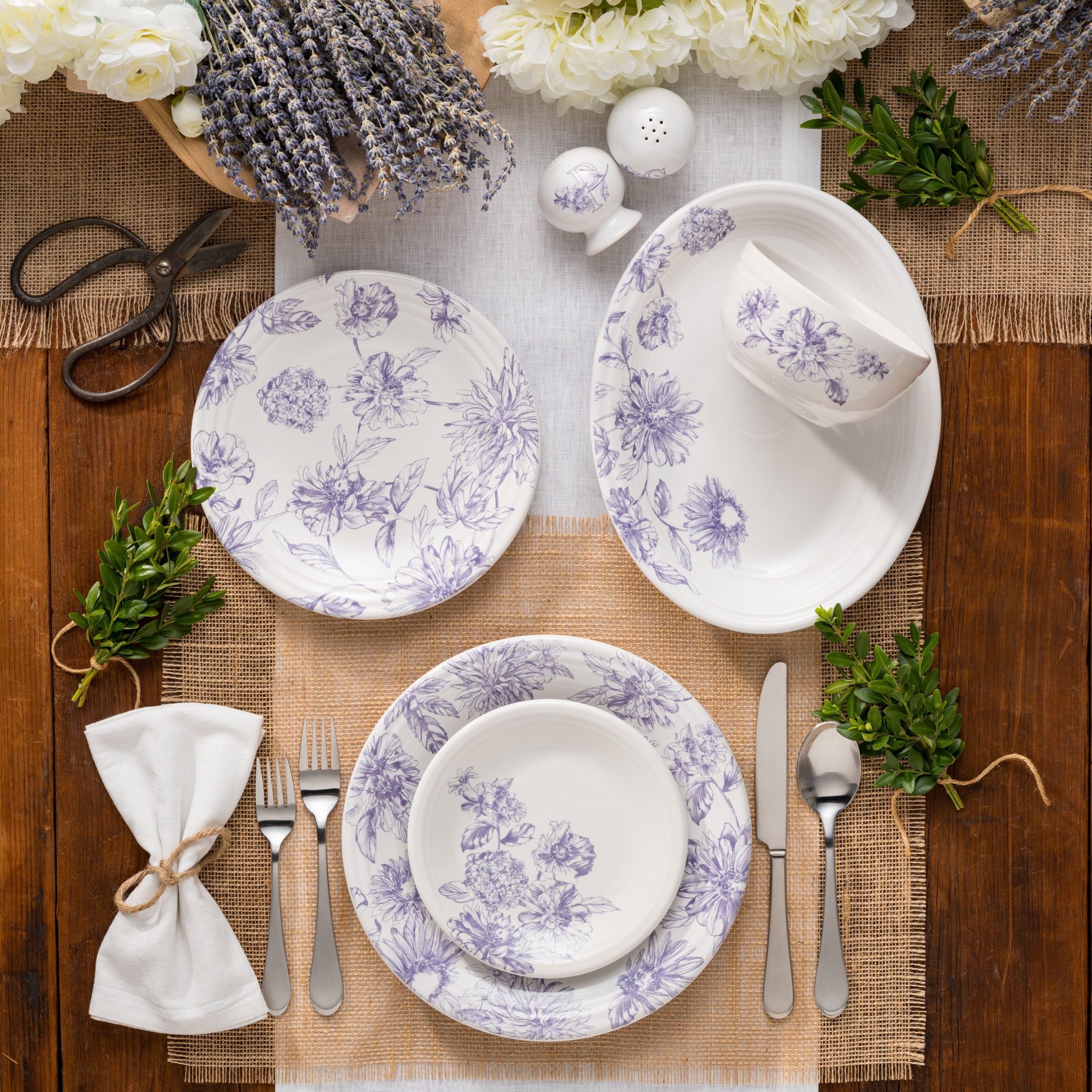 Botanical Floral Lavender Classic Bistro 3-Piece Dinnerware Set. Service For 1 - Image 3