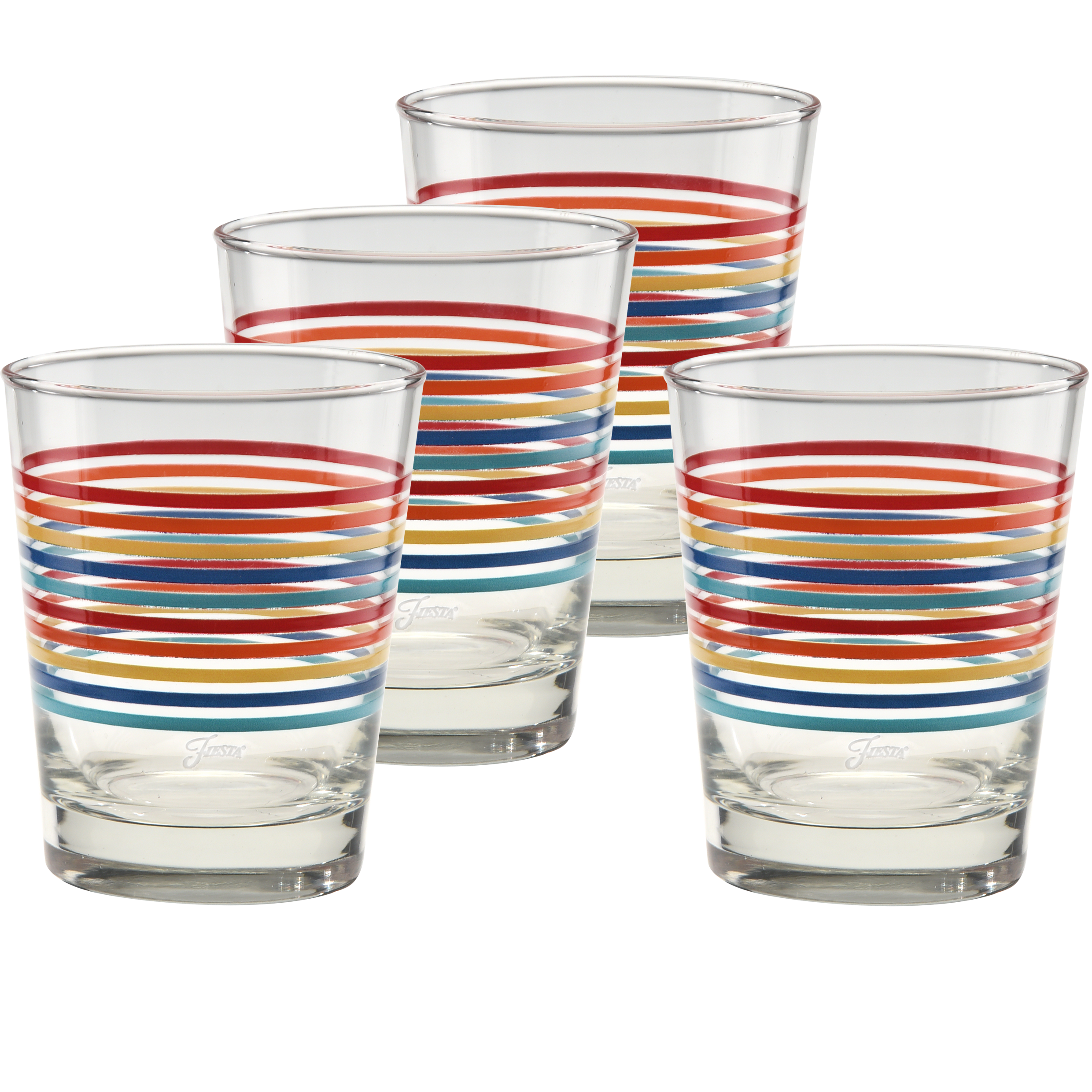 Fiesta Vibrant Thin Stripe 15 oz. Tapered Double Old Fashion - Set of 4