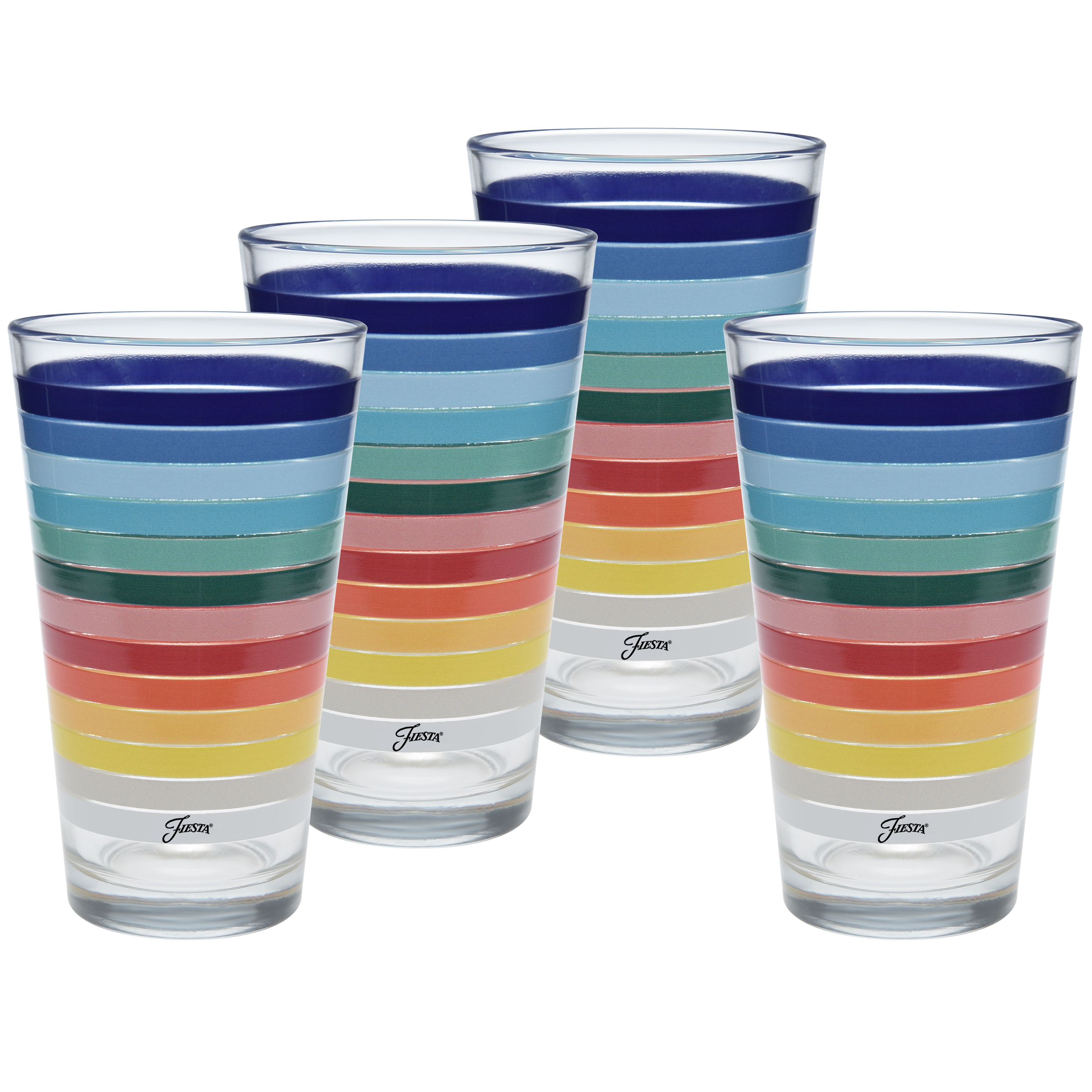 Retired 16 oz. All Colors Stripe Cooler Glass - Set of 4
