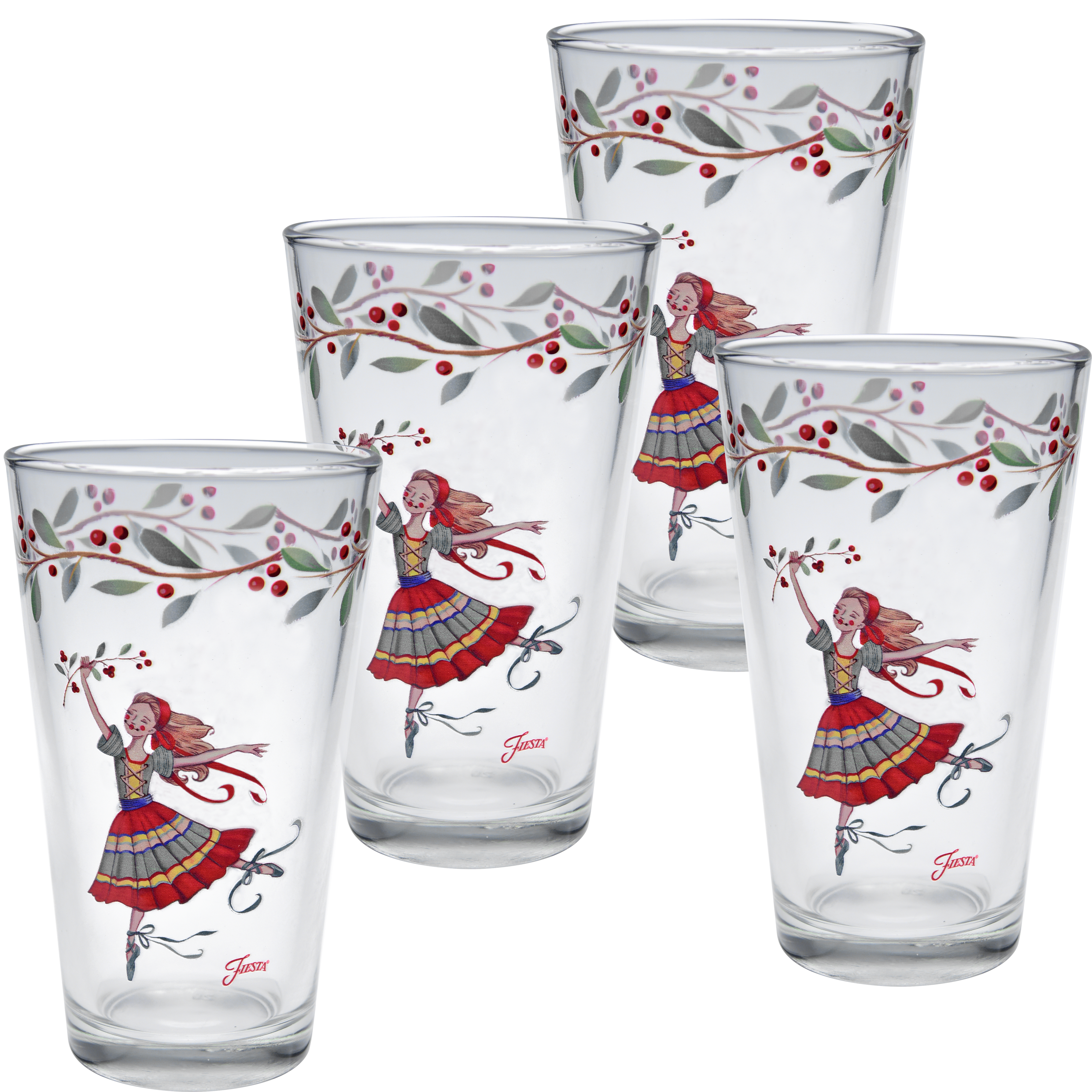 Nutcracker The Ballerina 16 oz. Cooler Glass - Set of 4