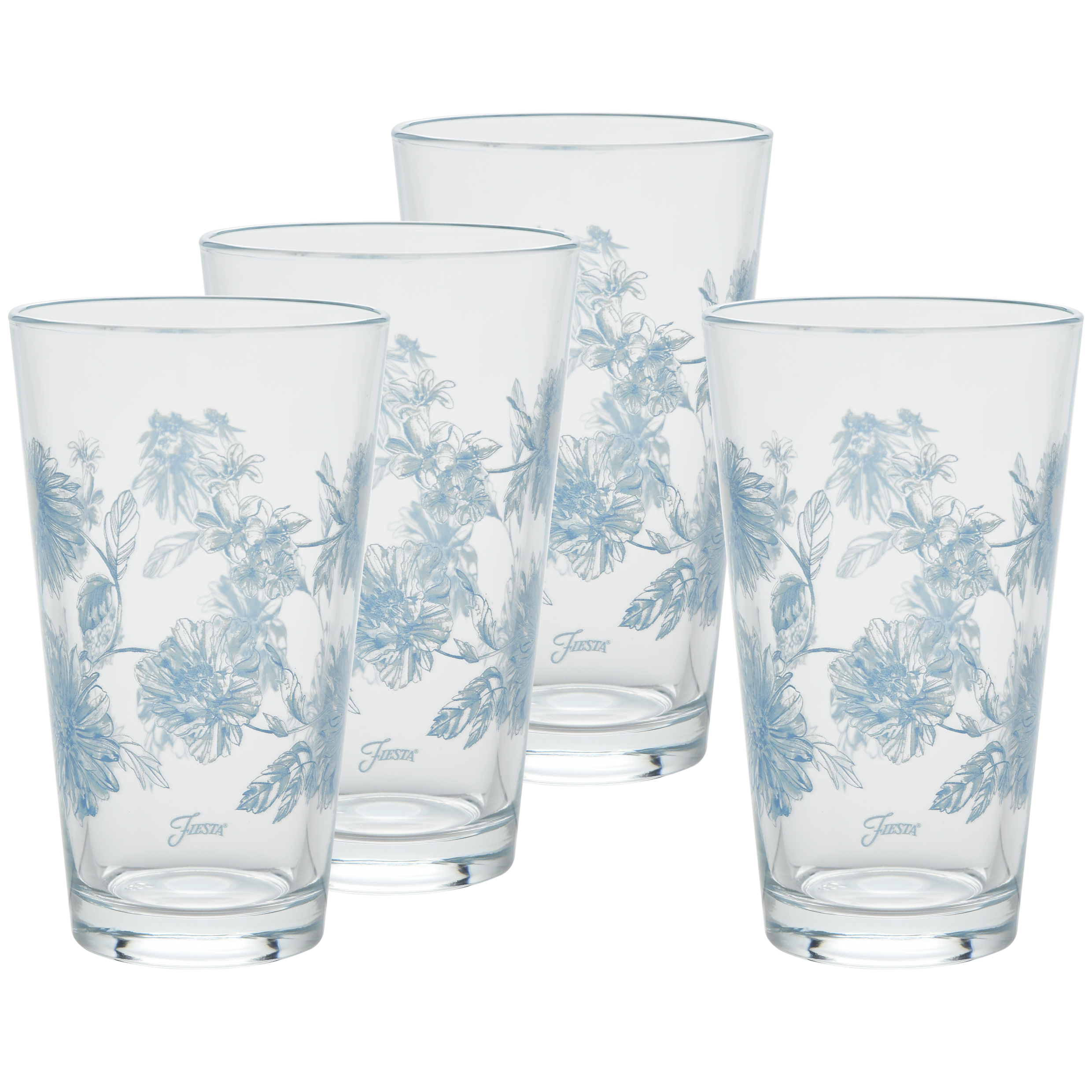 Botanical Floral 16 oz. Cooler Glass - Set of 4