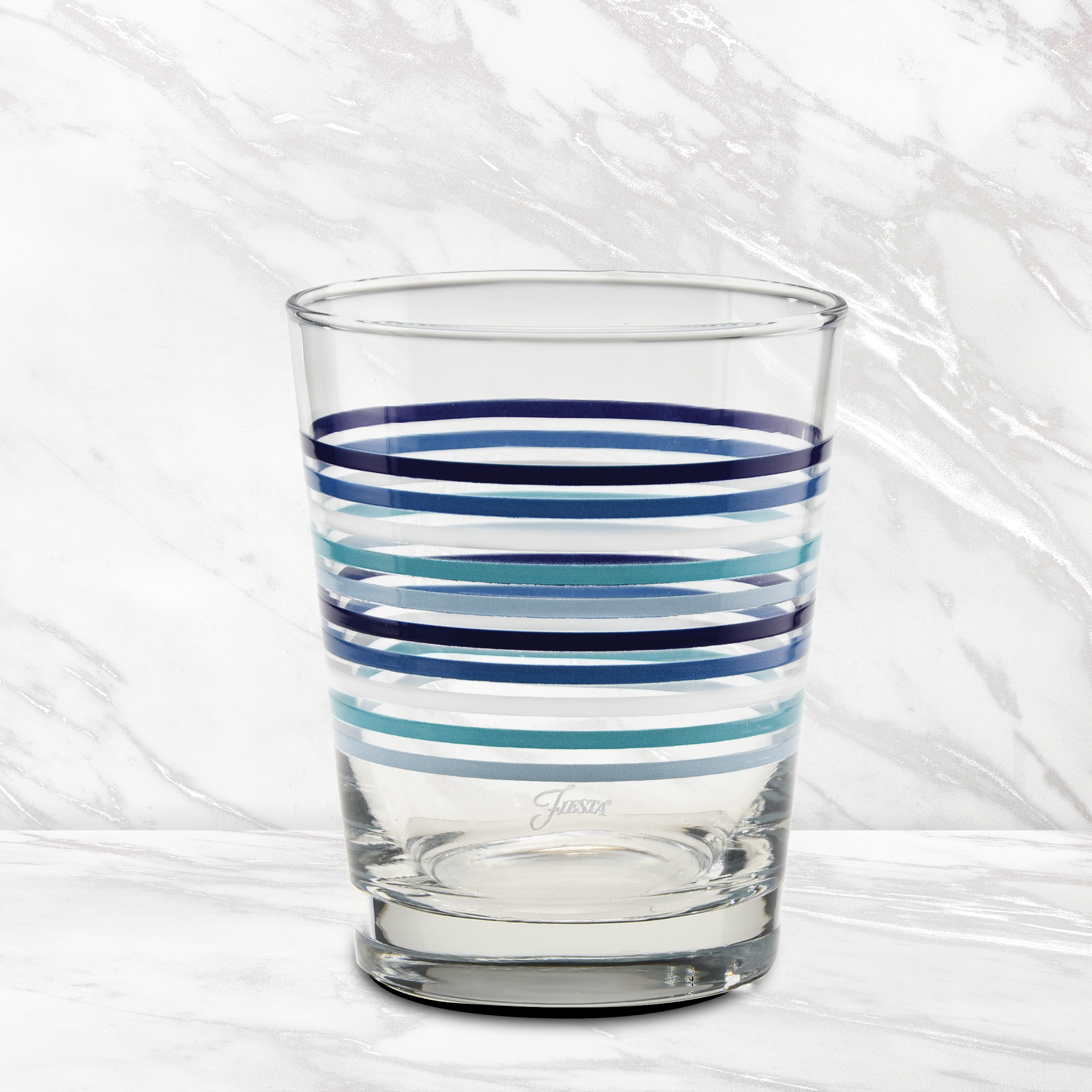 Fiesta Coastal Blues Thin Stripe 15 oz. Tapered Double Old Fashion - Set of 4 - Image 3