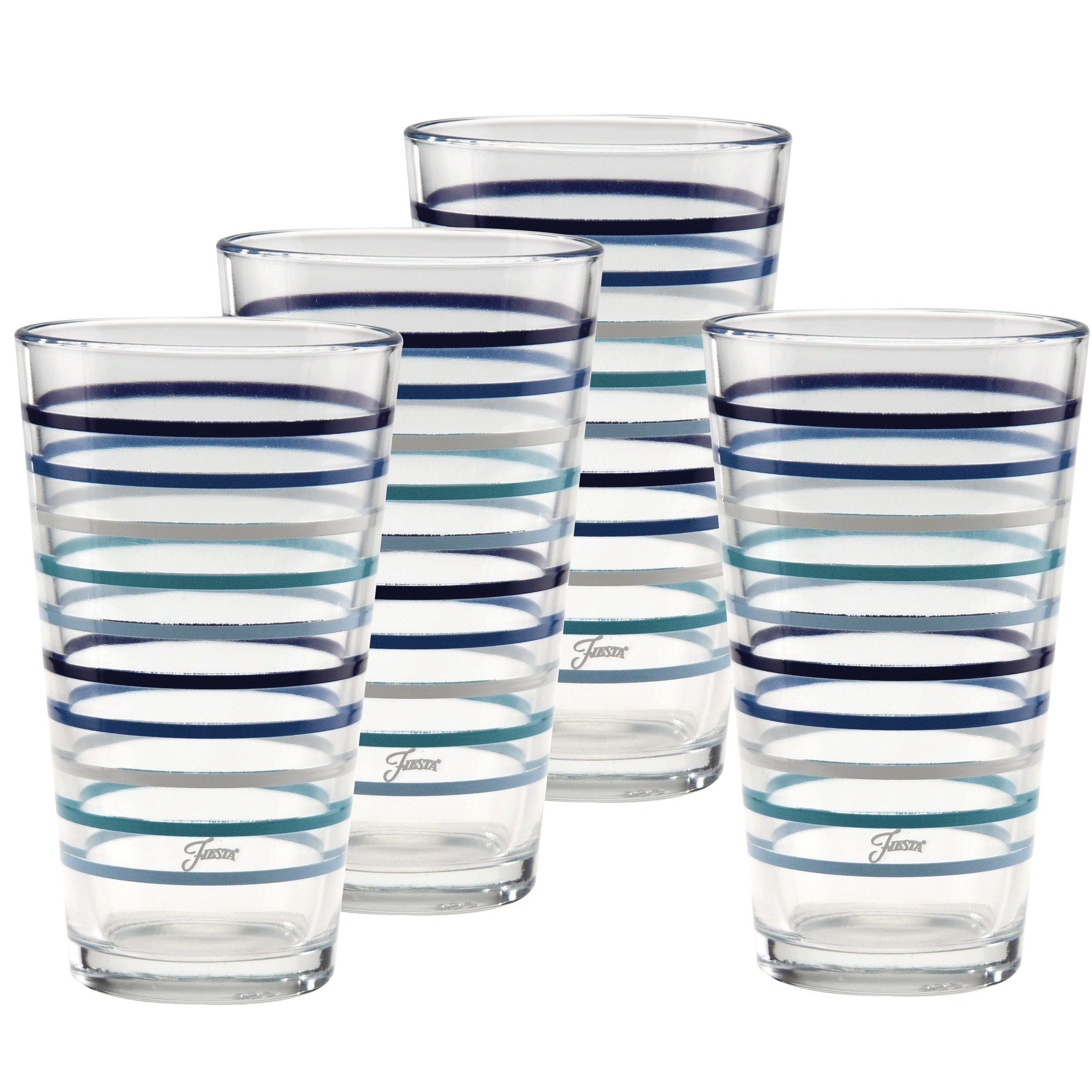 16 oz. Fiesta Coastal Blues Thin Stripe Cooler Glass - Set of 4