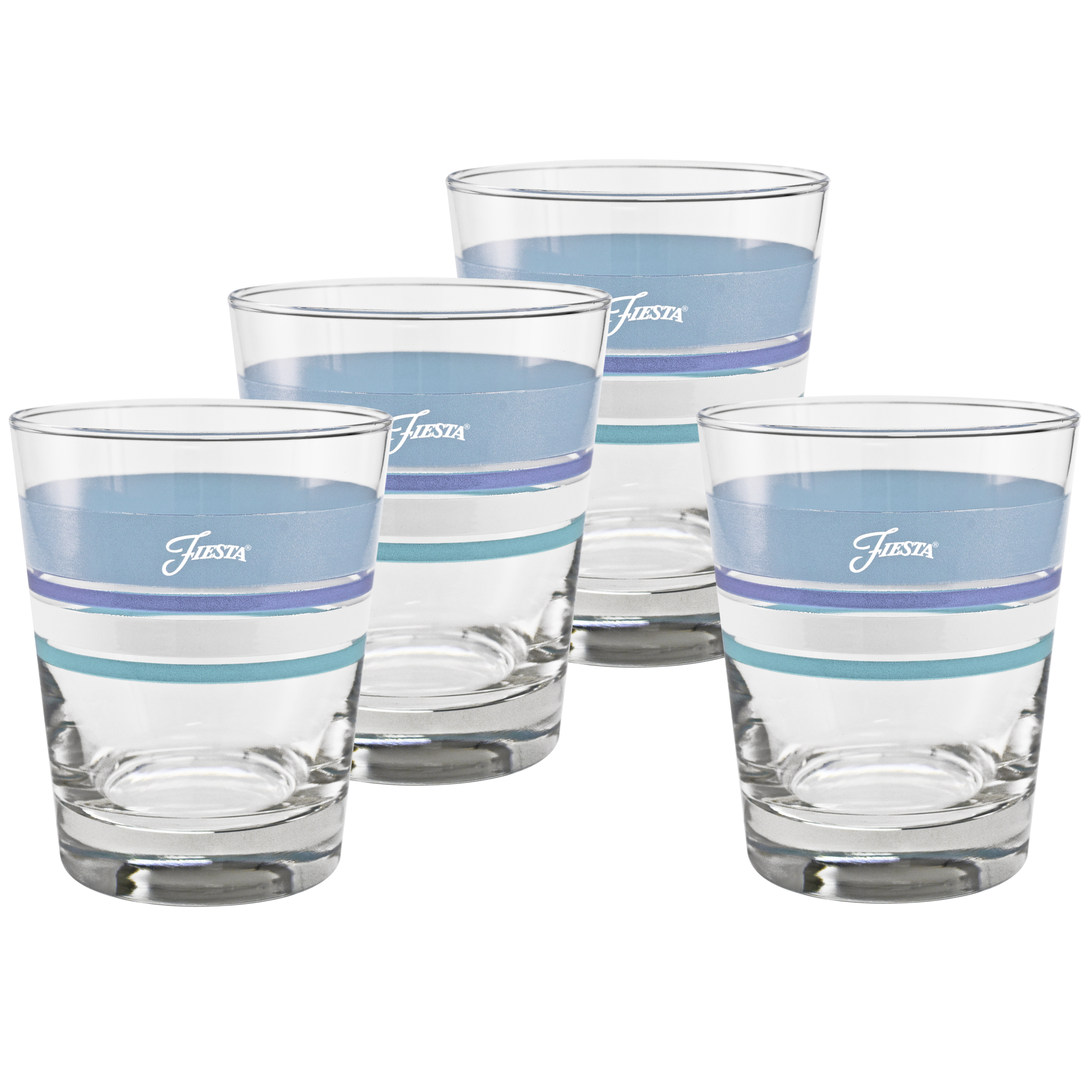 Coastal Blues 15 oz. Edgeline Tapered Double Old Fashion – Set of 4