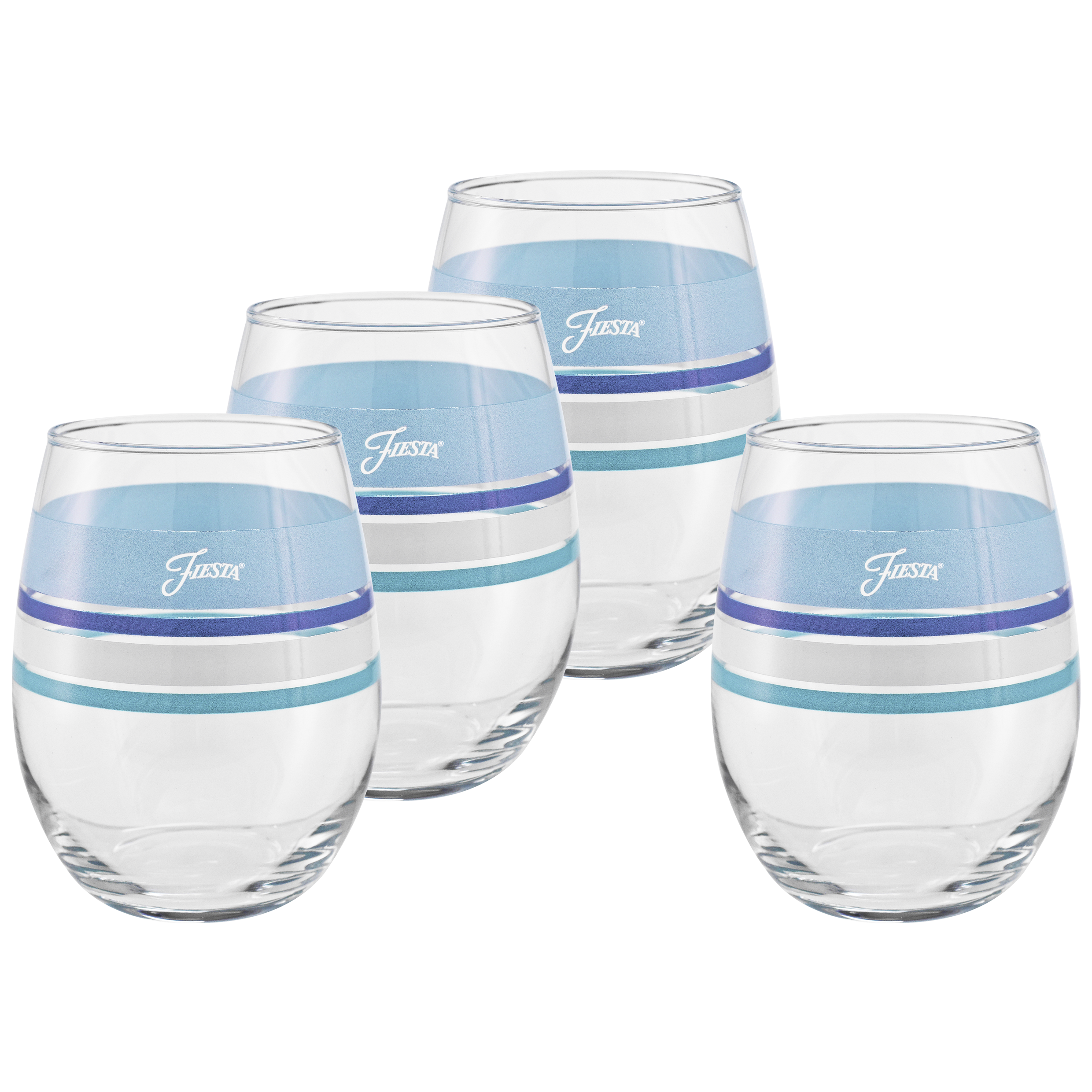 Coastal Blues 15 oz. Edgeline Stemless Wine – Set of 4