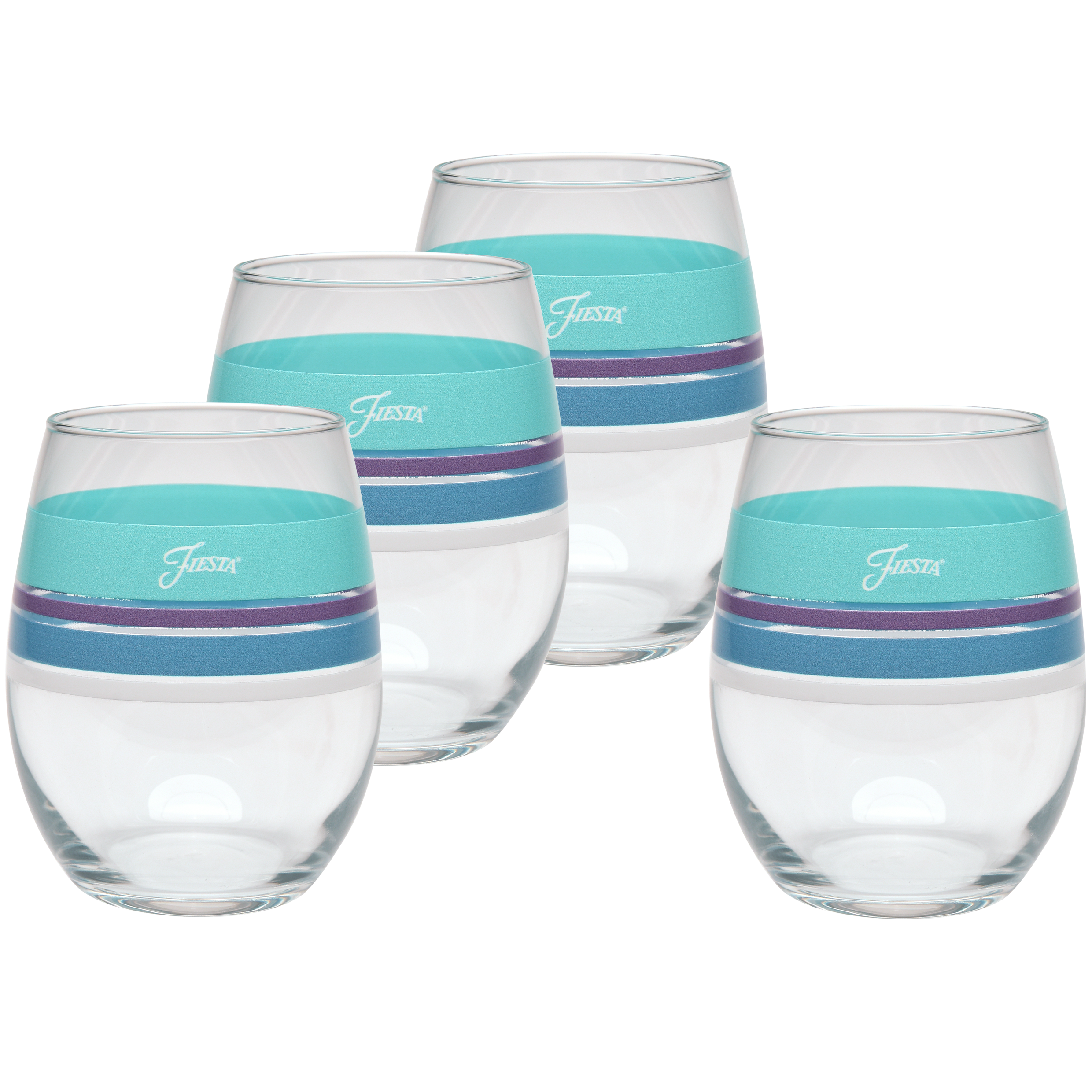 Retired 15 oz. Fiesta® Edgeline Stemless Wine Coastal – Set of 4