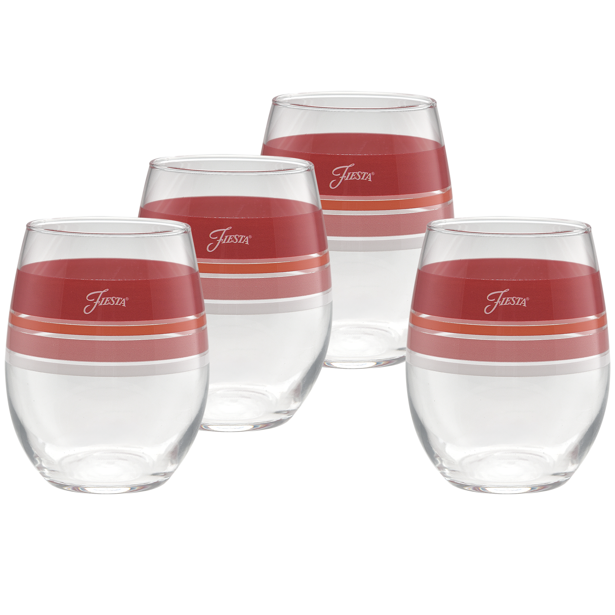 Sunset Horizon 15 oz. Edgeline Stemless Wine Glass Mixed – Set of 4