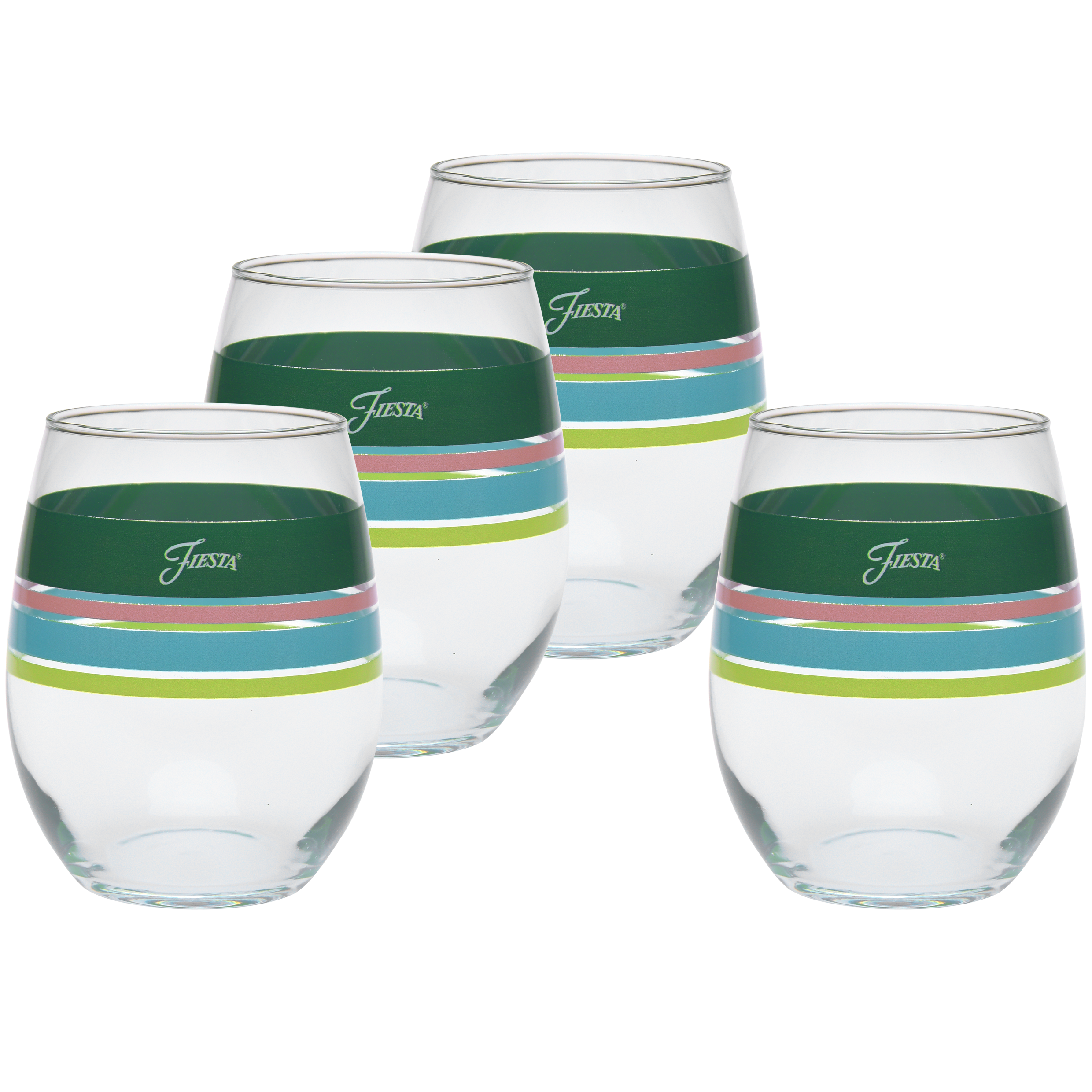 Retired 15 oz. Fiesta® Edgeline Stemless Wine Tropical – Set of 4