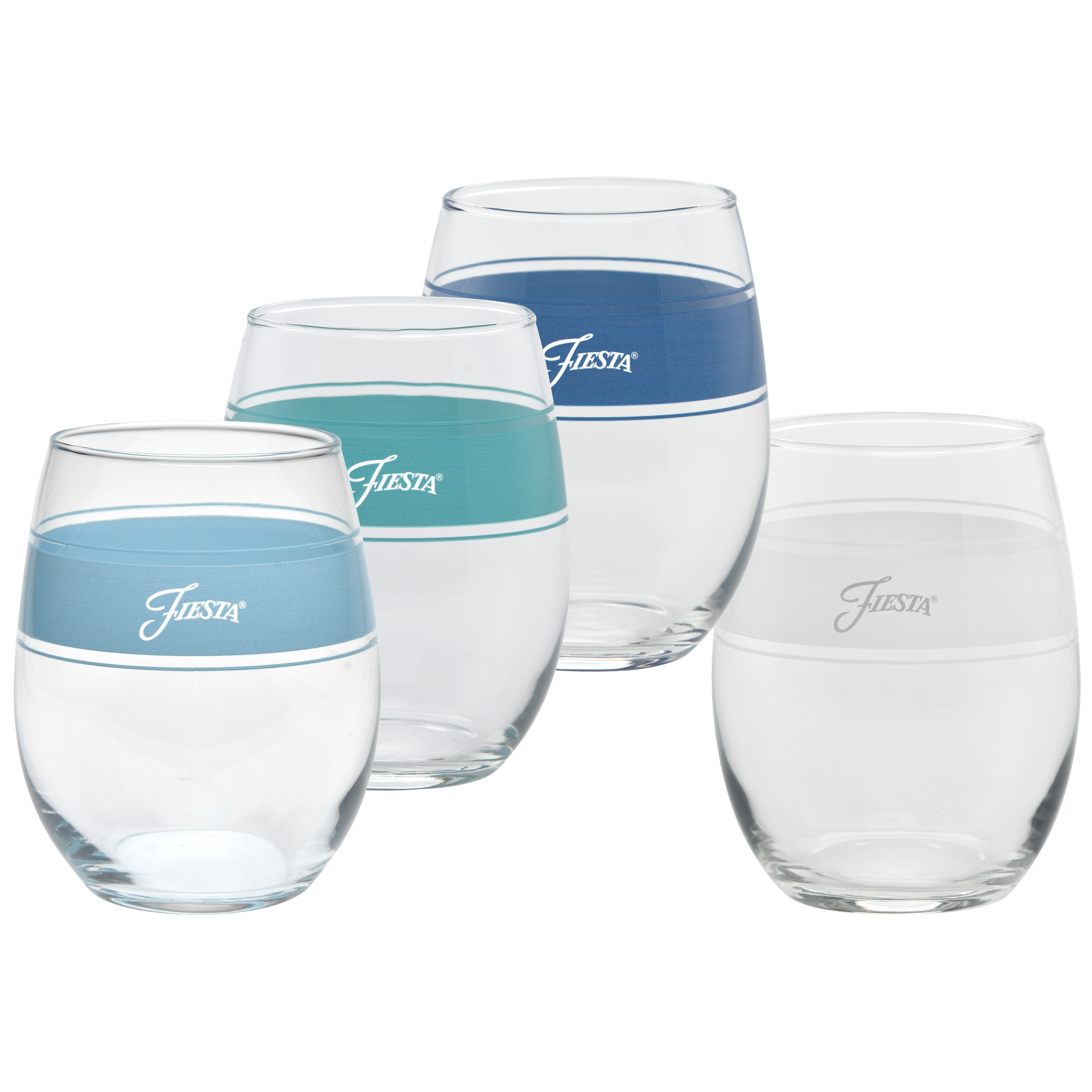 Coastal Blues 15 oz. Frame Stemless Wine Mixed Color – Set of 4