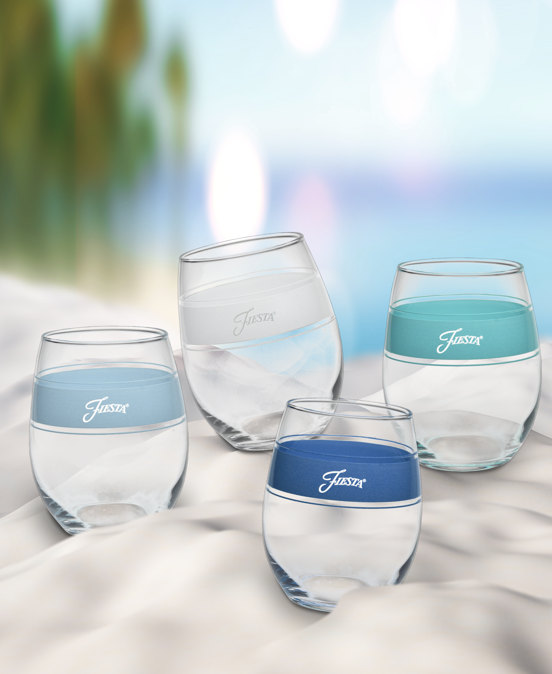 Coastal Blues 15 oz. Frame Stemless Wine Mixed Color – Set of 4 - Image 6