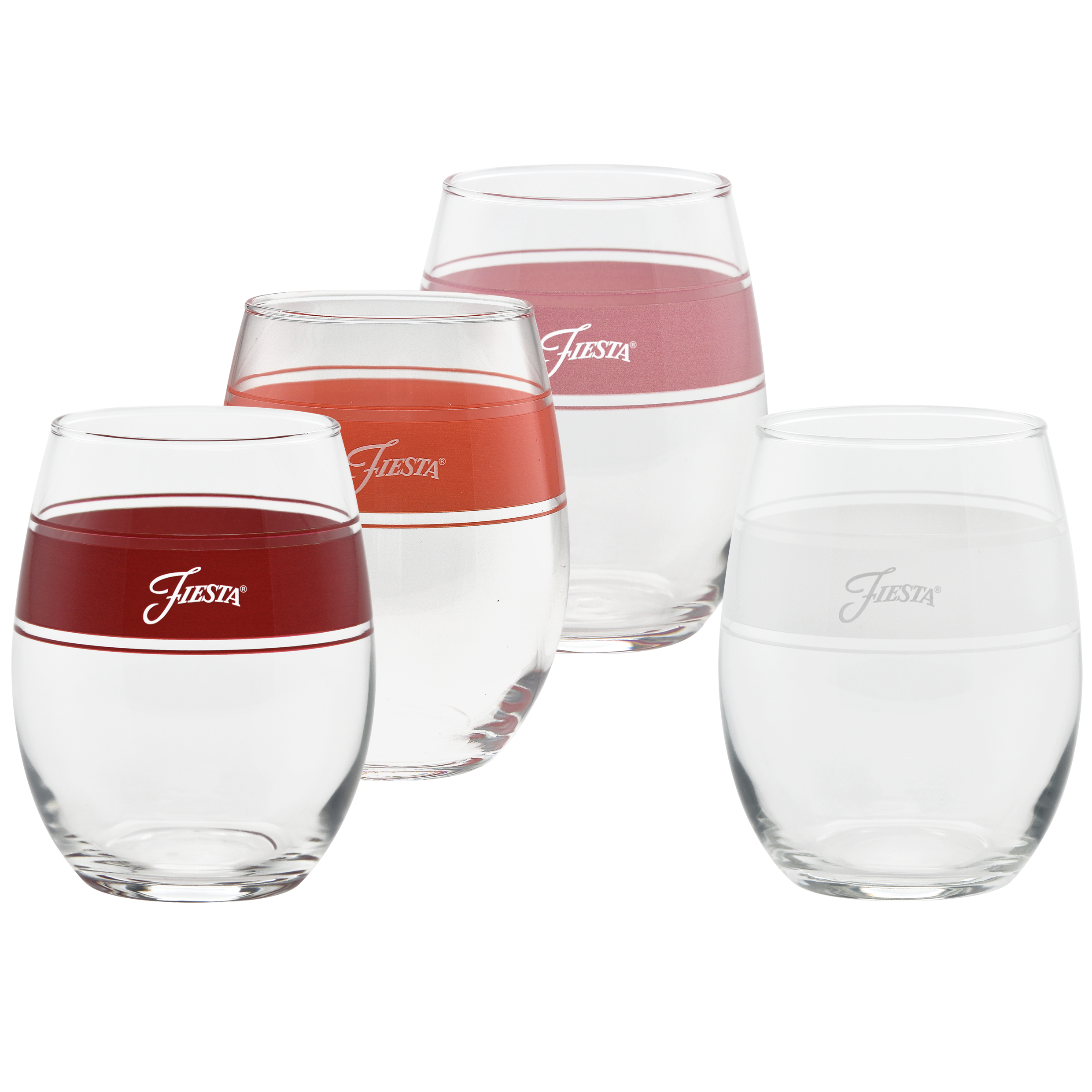 Sunset Horizon 15 oz. Frame Stemless Wine Glass Mixed Color Set of 4