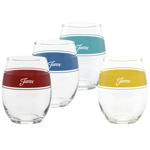 Vibrant 15 oz. Frame Stemless Wine Glass Mixed Color – Set of 4