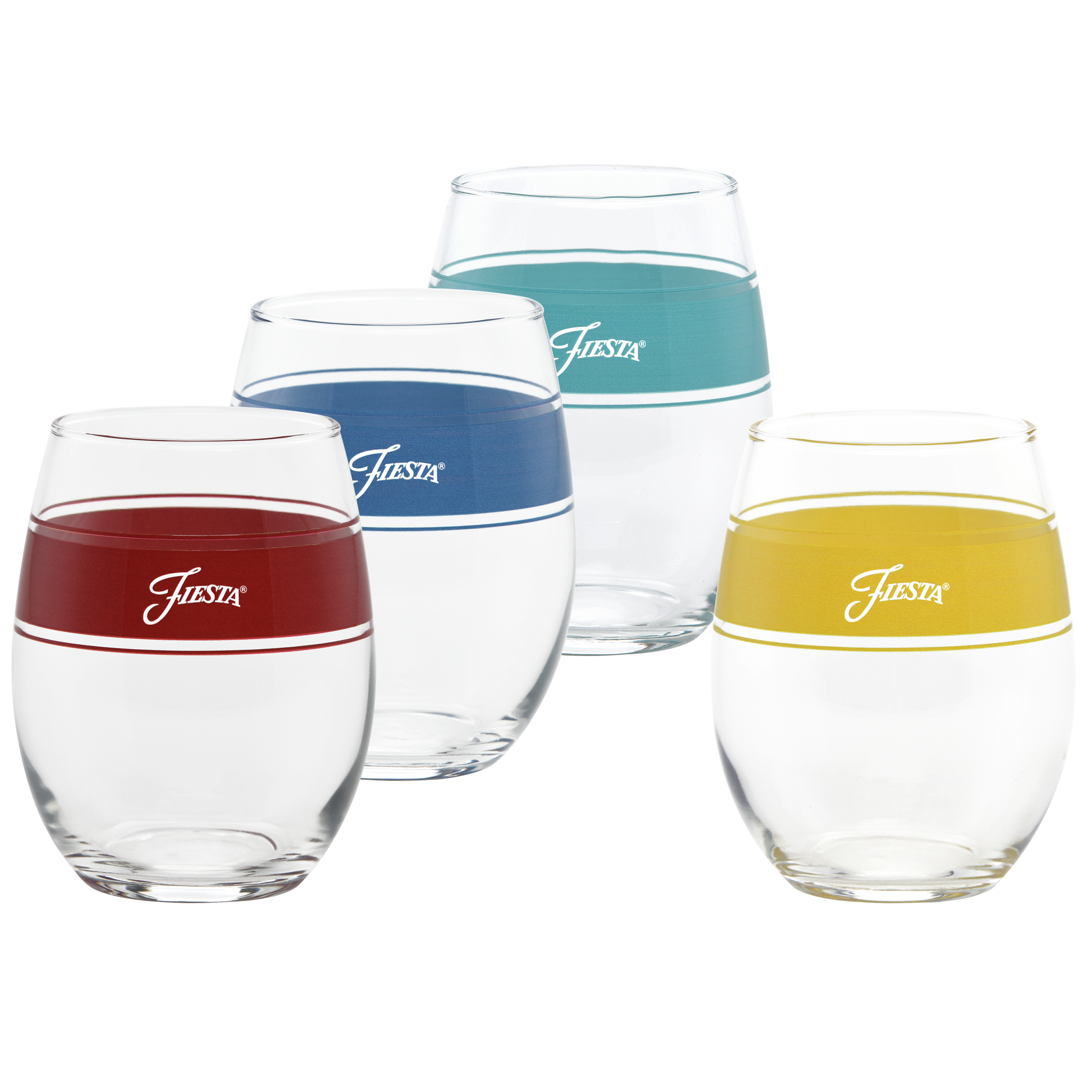 Vibrant 15 oz. Frame Stemless Wine Glass Mixed Color – Set of 4