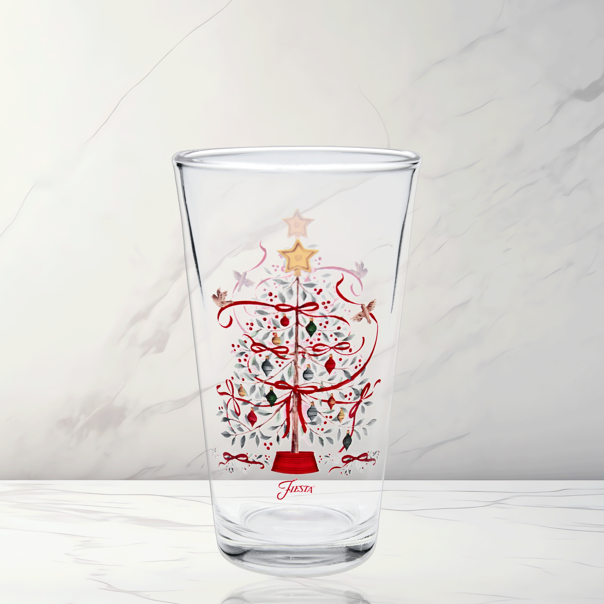 Holly Berry Christmas Tree 16 oz. Cooler Glass - Set of 4 - Image 2