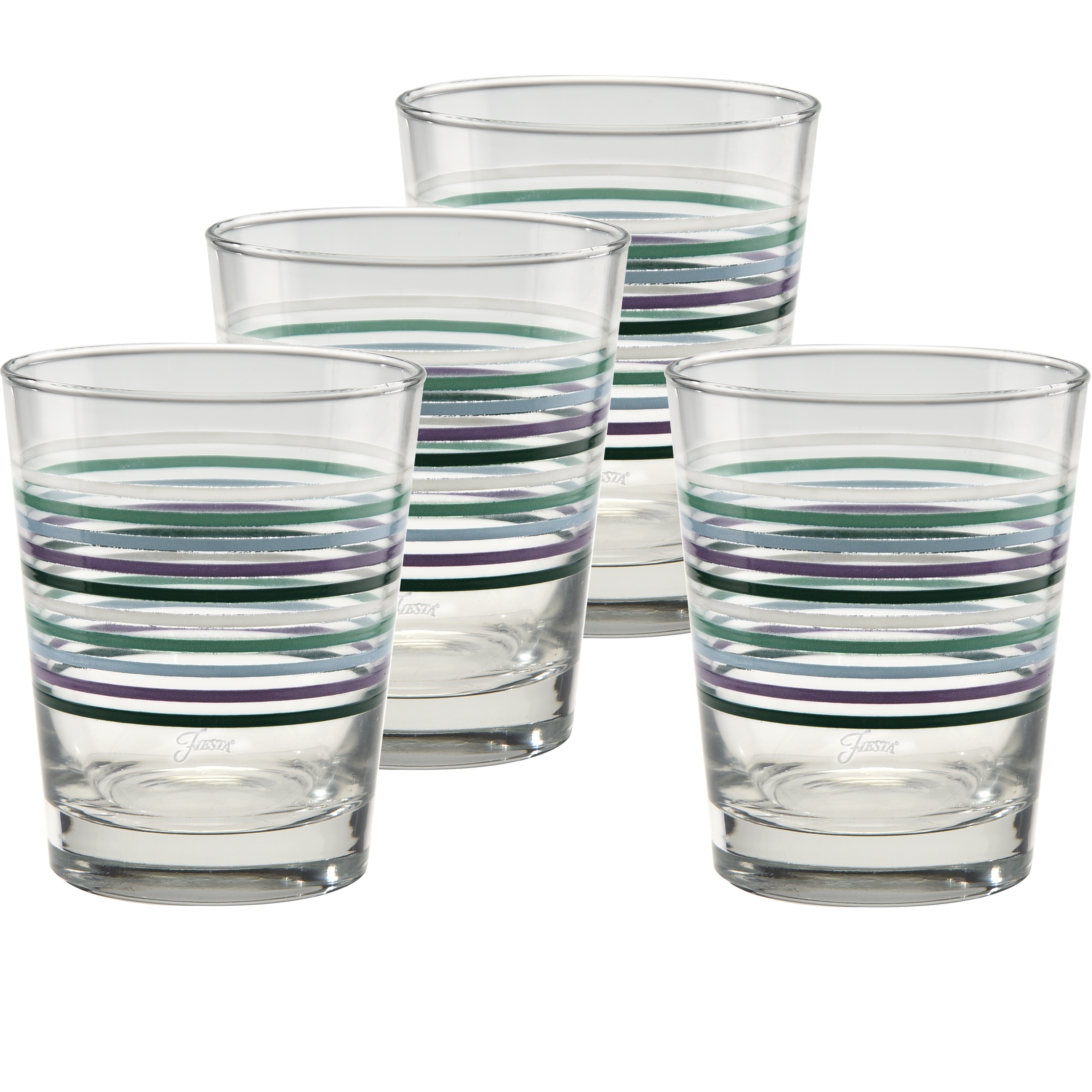 Fiesta Lavender Bloom Thin Stripe 15 oz. Tapered Double Old Fashion - Set of 4