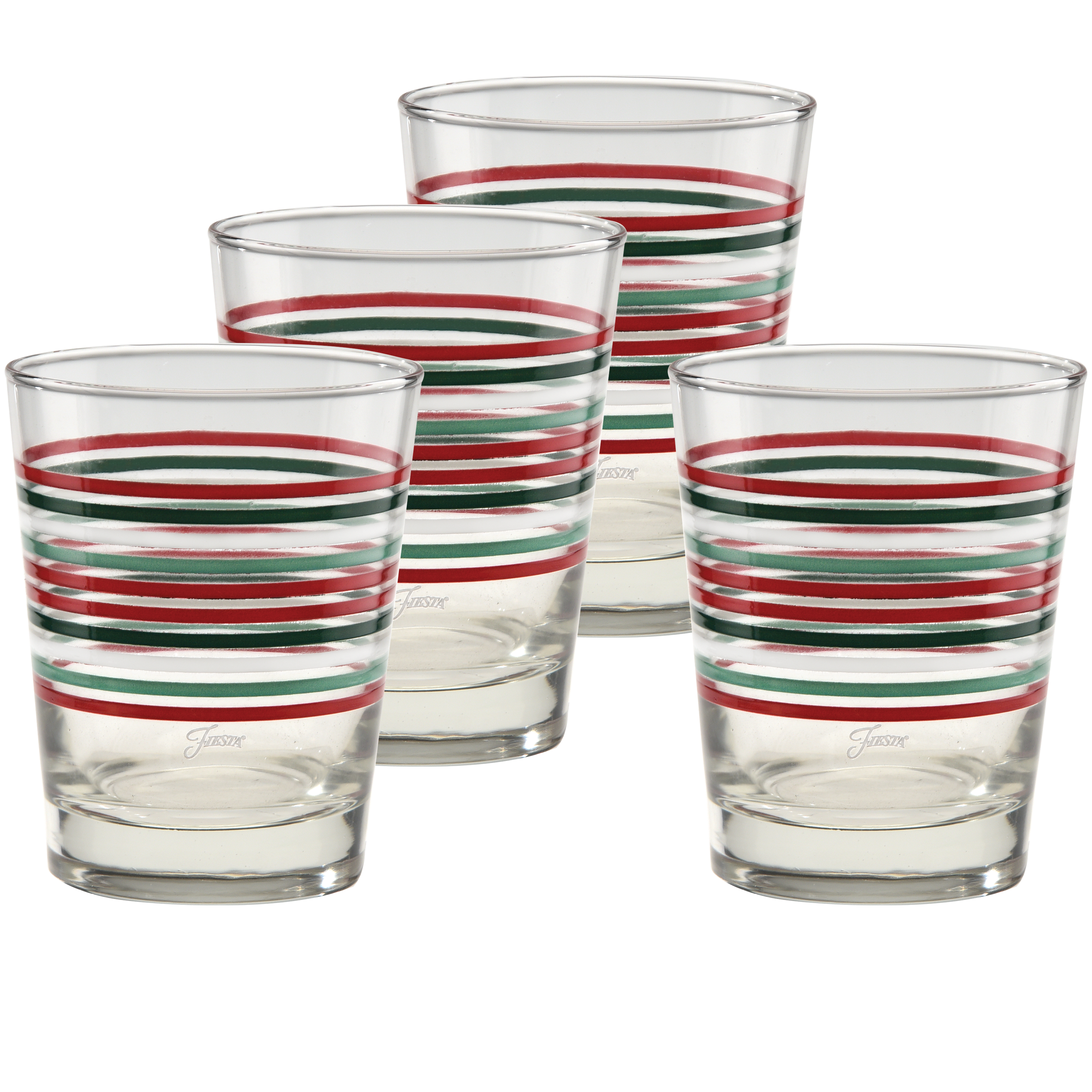 Fiesta Christmas Thin Stripe 15 oz. Tapered Double Old Fashion - Set of 4