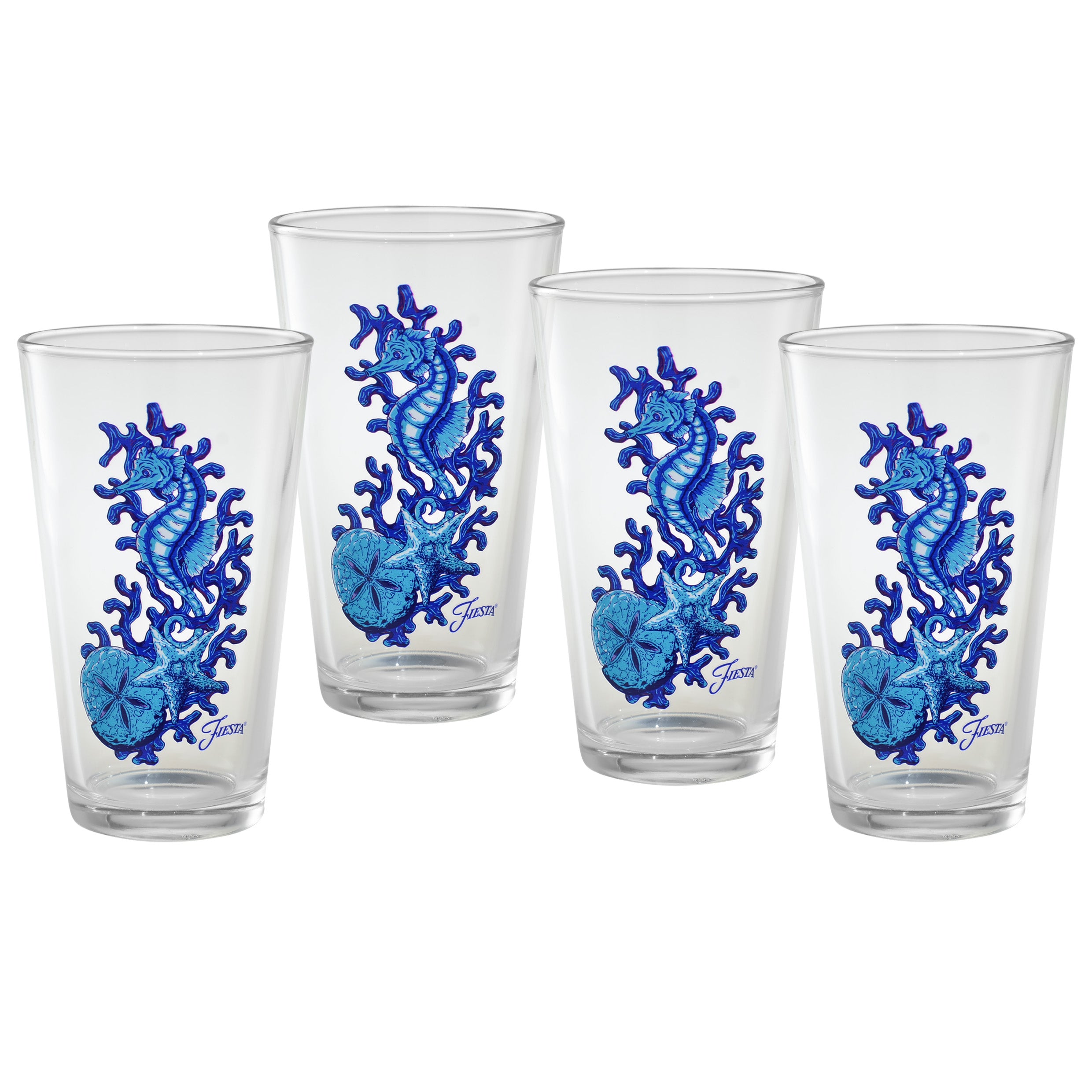Retired 16 oz. Fiesta® Coastal Seahorse Cooler – Set of 4