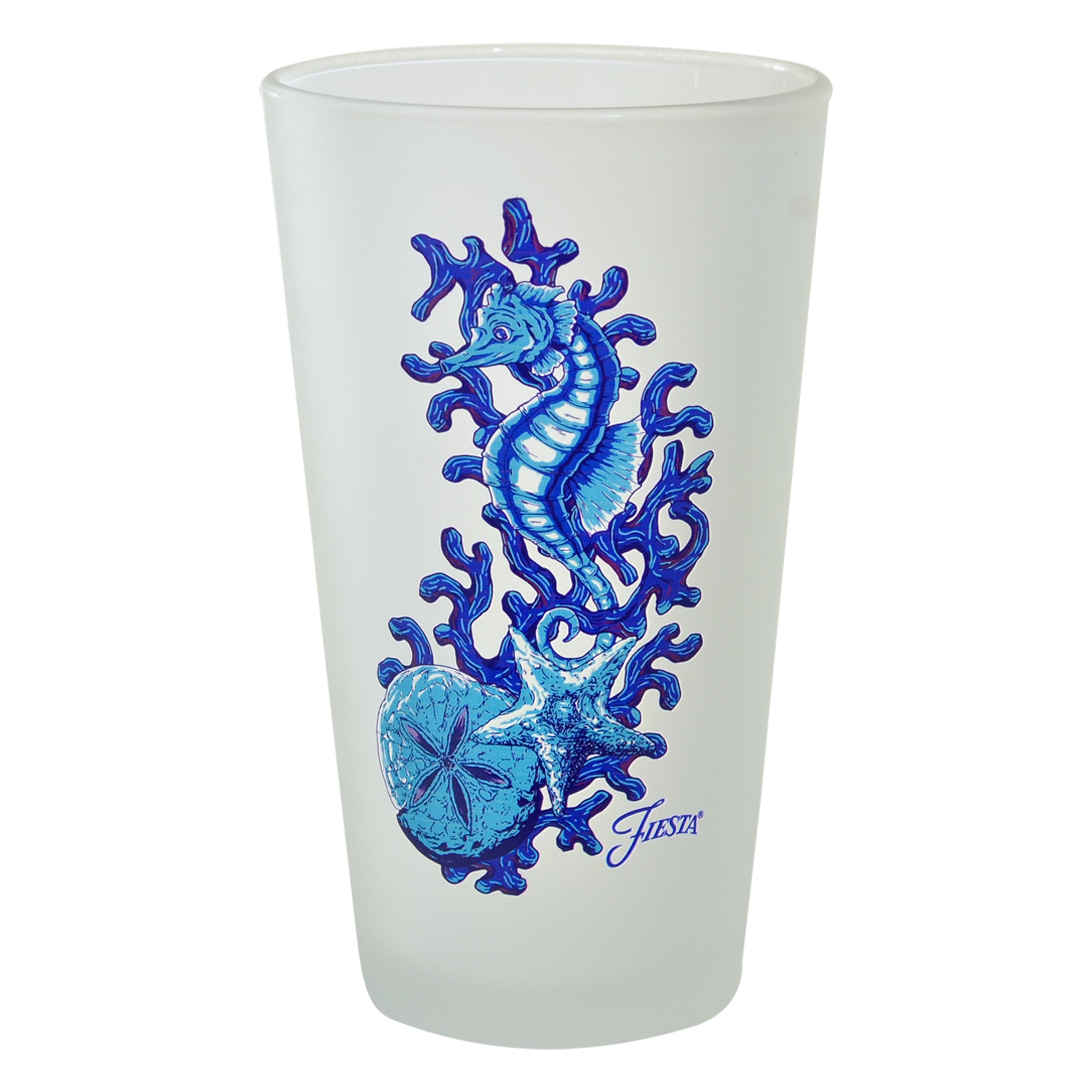 Retired 16 oz. Fiesta® Coastal Seahorse Frosted Cooler – Set of 4 - Image 2