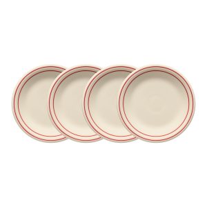 Americana Scarlet Band Set of 4 Classic Rim 7 1/4-Inch Salad Plates