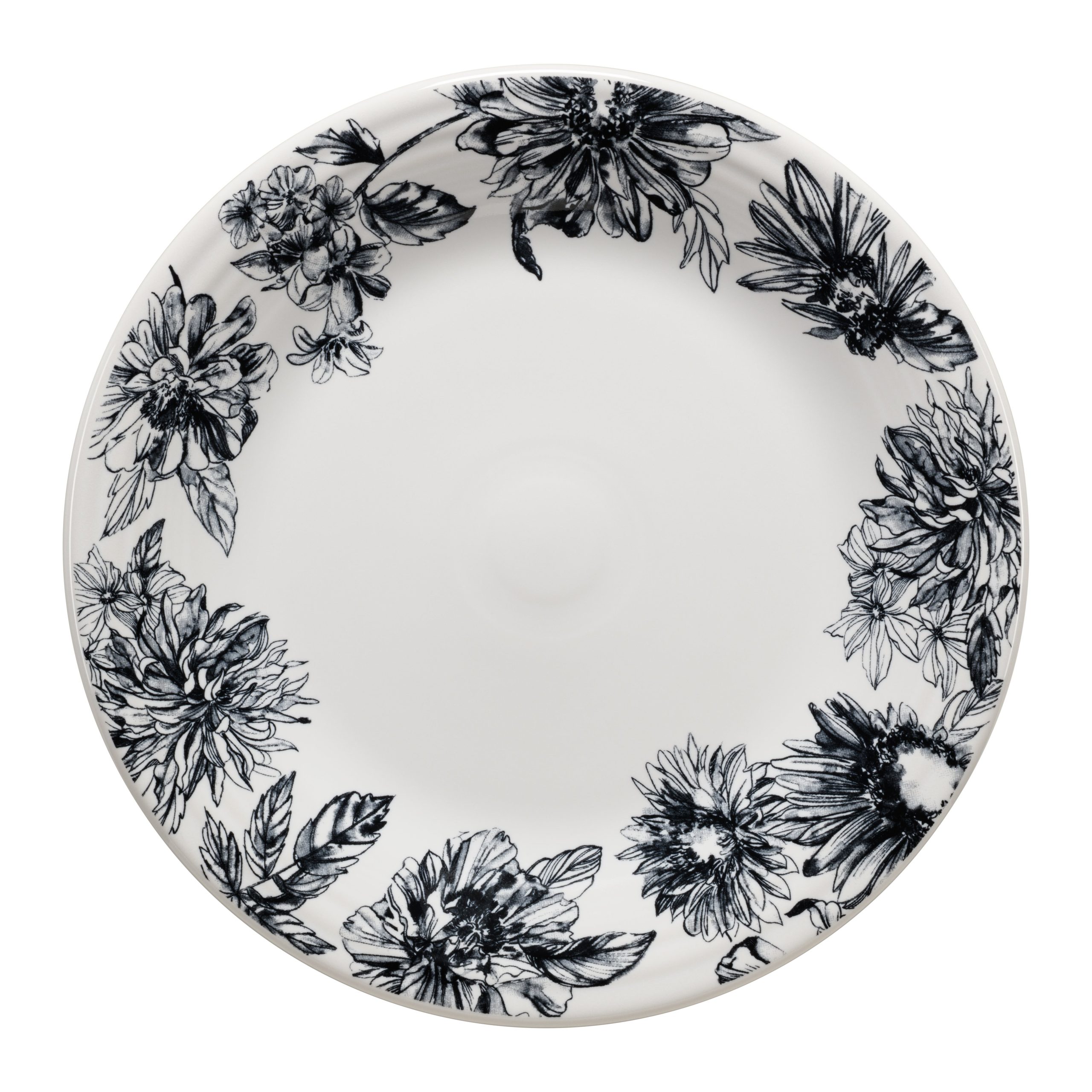 Botanical Floral Black Classic Rim 10 1/2 Inch Dinner Plate