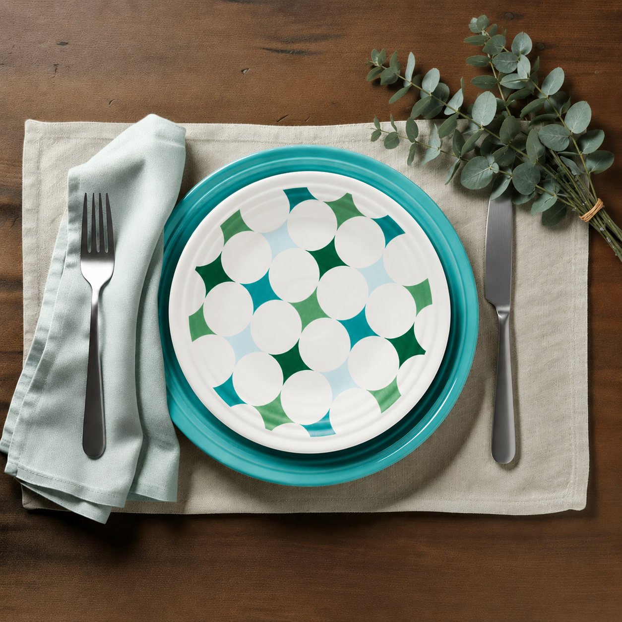 Fiesta Aegean Kaleido Circles Classic Rim 9 Inch Luncheon Plate - Image 3