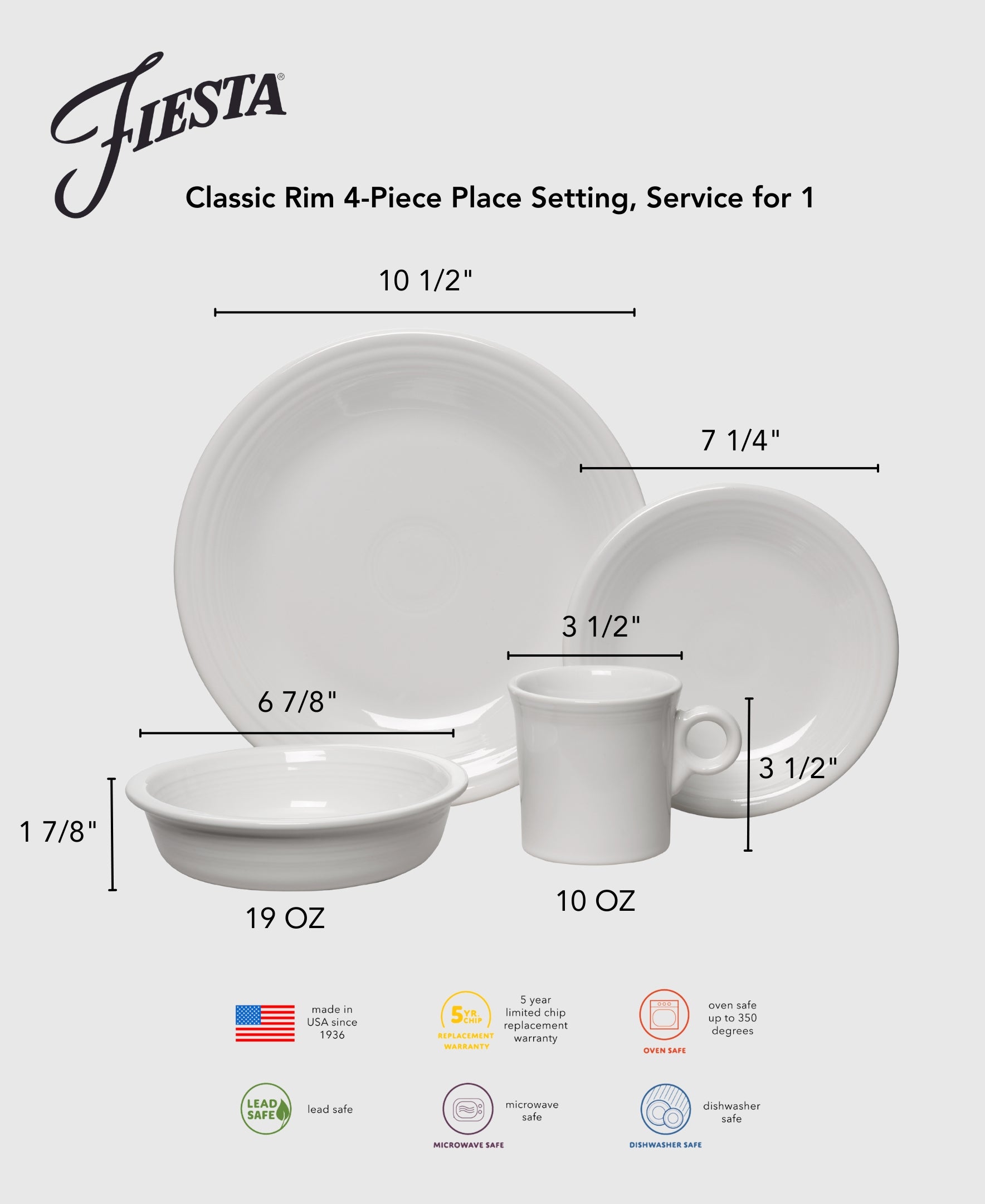 Classic Rim 4-Piece Dinnerware Set. Service for 1 - Image 17
