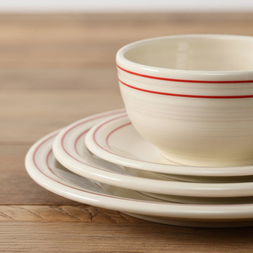 Americana Scarlet Band Classic Bistro 3-Piece Dinnerware Set. Service For 1 - Image 3
