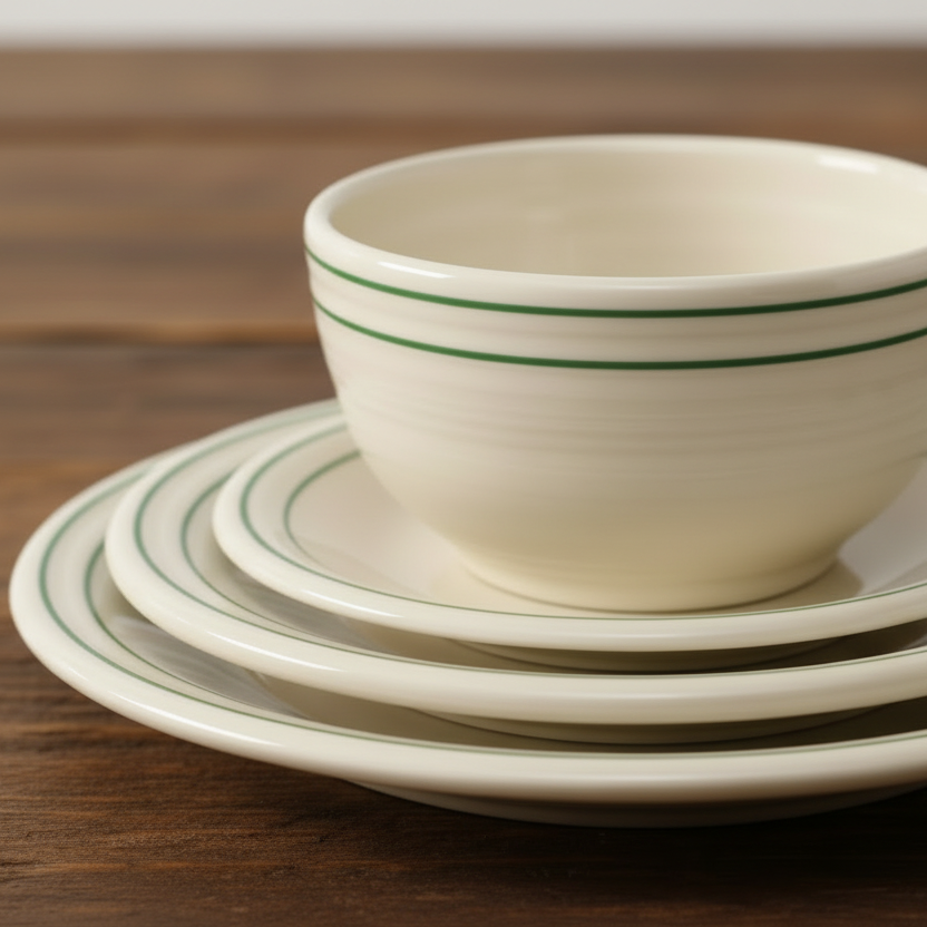 Americana Jade Band Set of 4 Classic Rim 9 Inch Luncheon Plate - Image 3