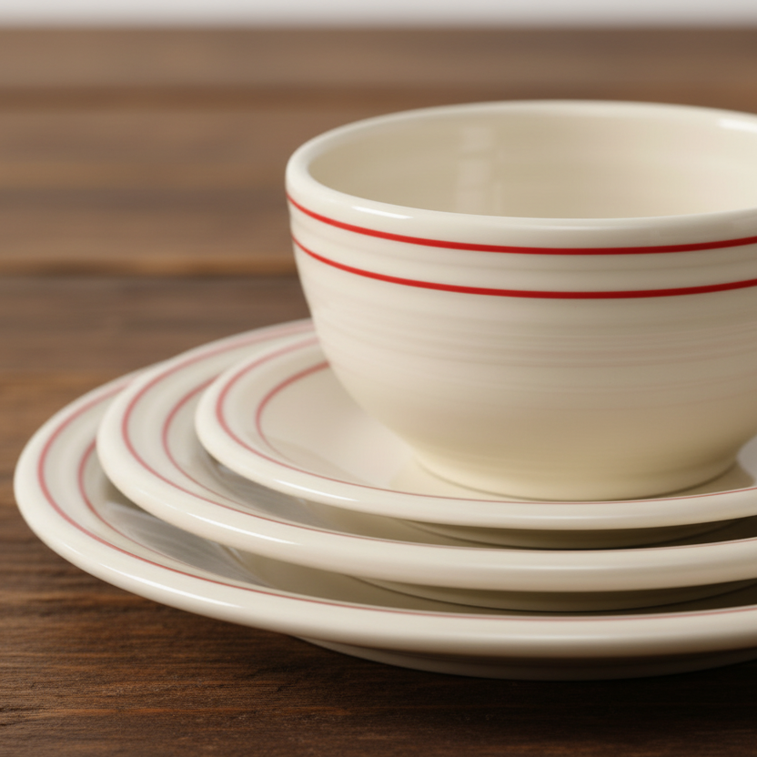 Americana Scarlet Band Set of 4 Classic Rim 10 1/2-Inch Dinner Plates - Image 3