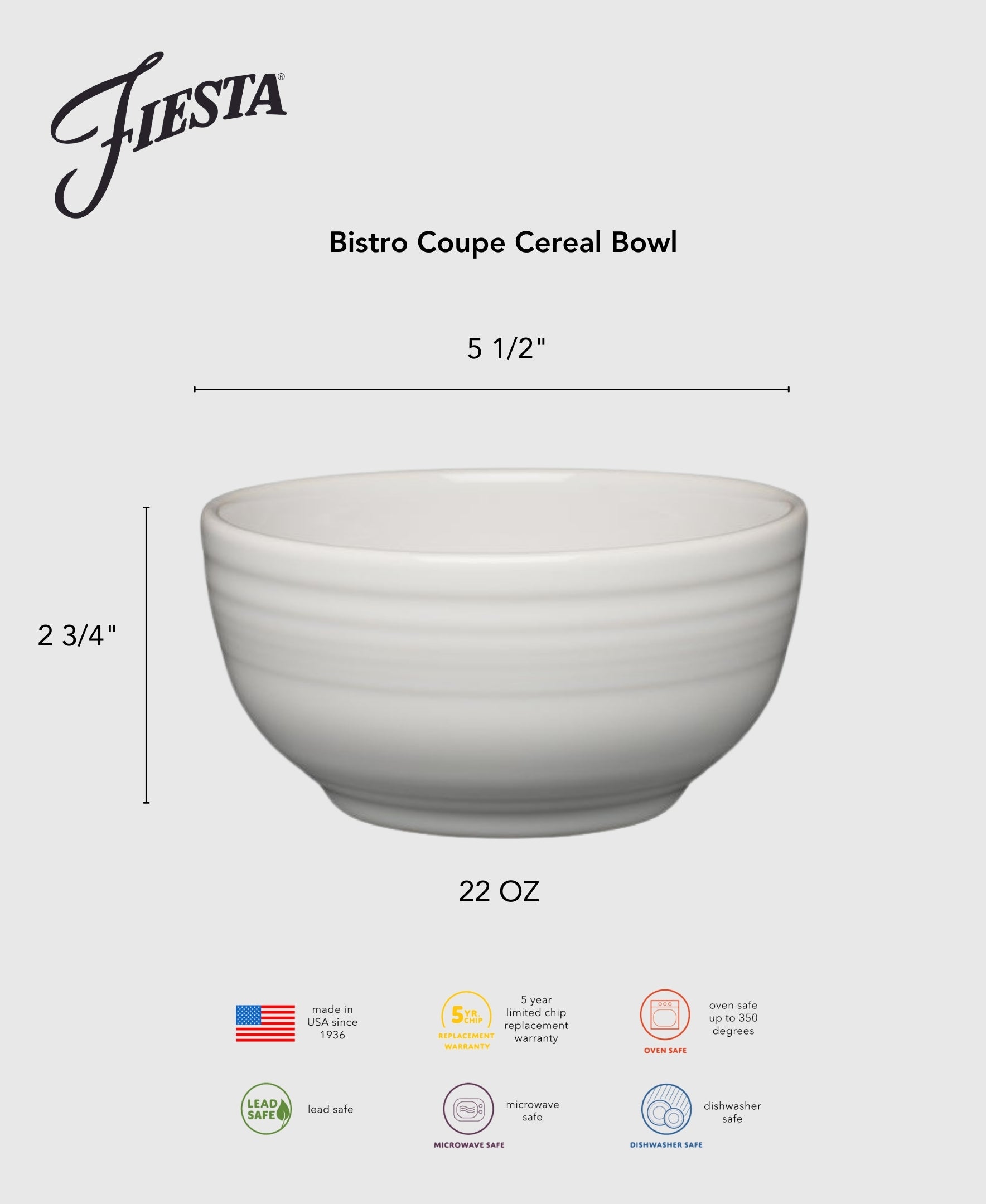 Lavender Bistro Coupe 5 1/2 Inch Cereal Bowl 22 OZ - Image 2