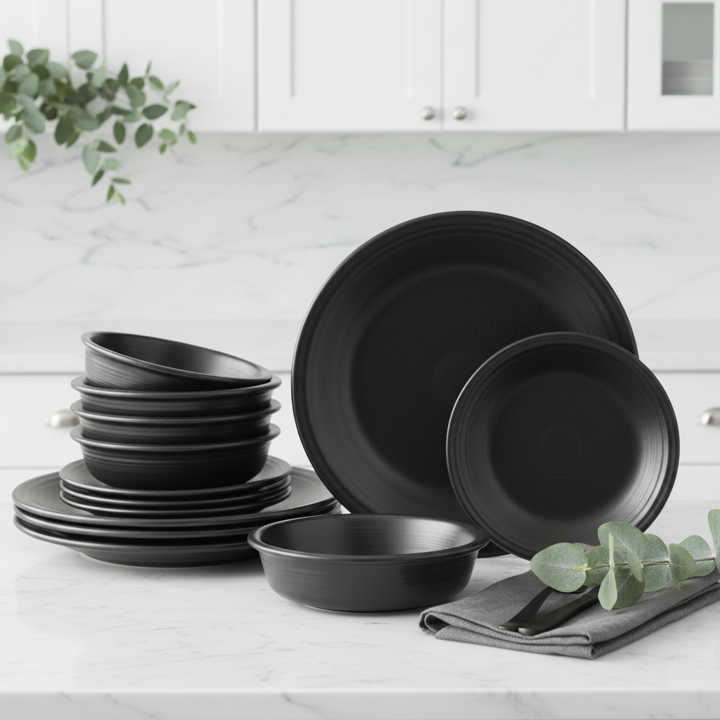 Classic Rim 12-Piece Dinnerware Set. Service for 4. Foundry - Image 3