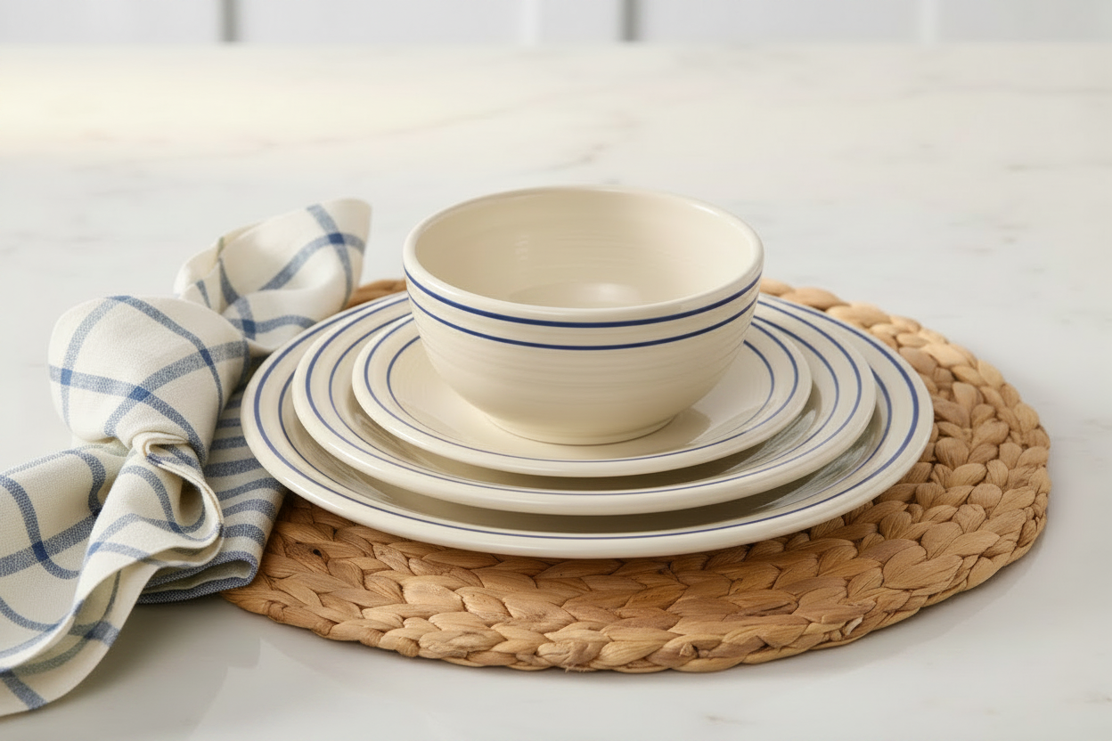 Americana Lapis Band Set of 4 Classic Rim 7 1/4-Inch Salad Plates - Image 2