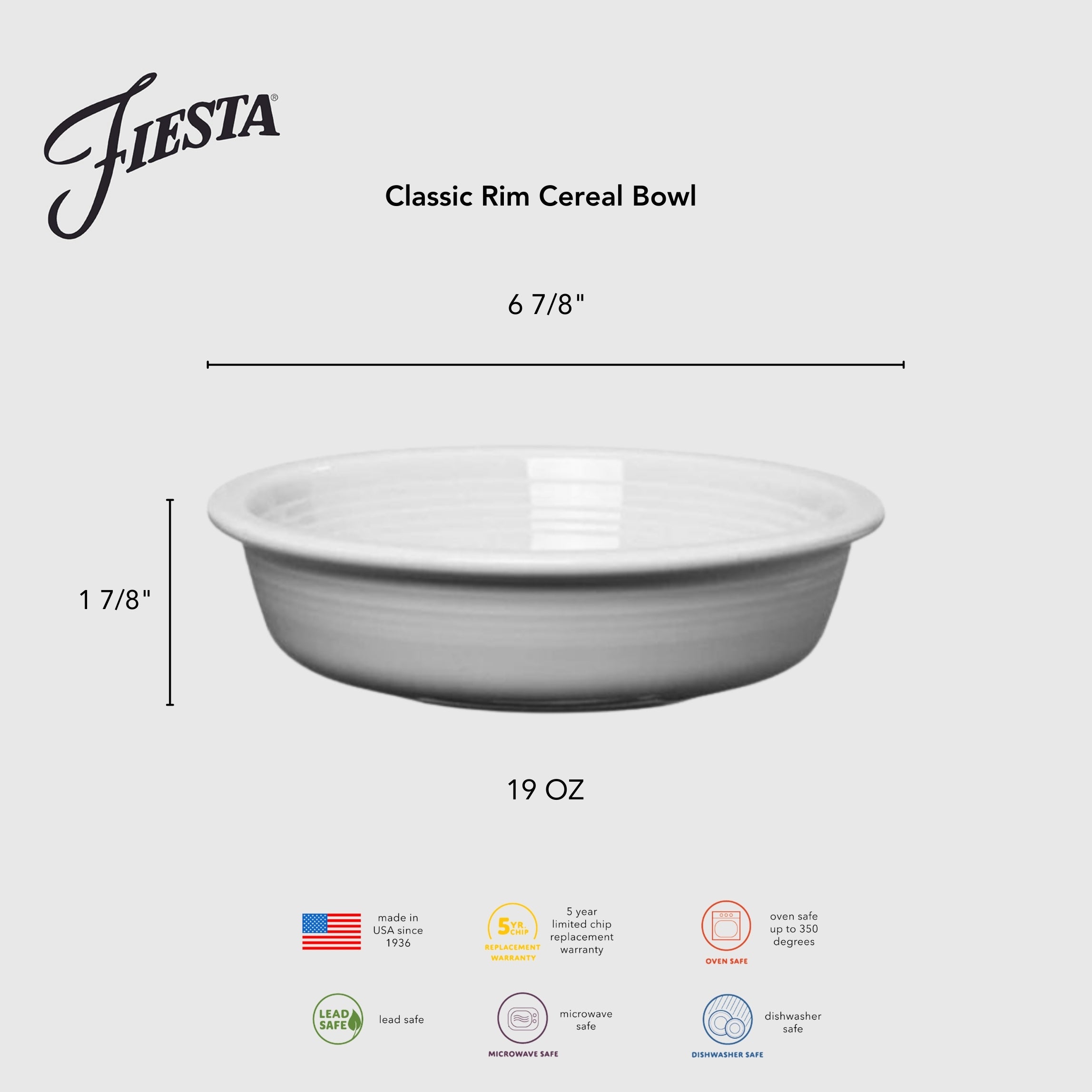 Lavender Classic Rim 6 7/8 Inch Cereal Bowl 19 OZ - Image 3