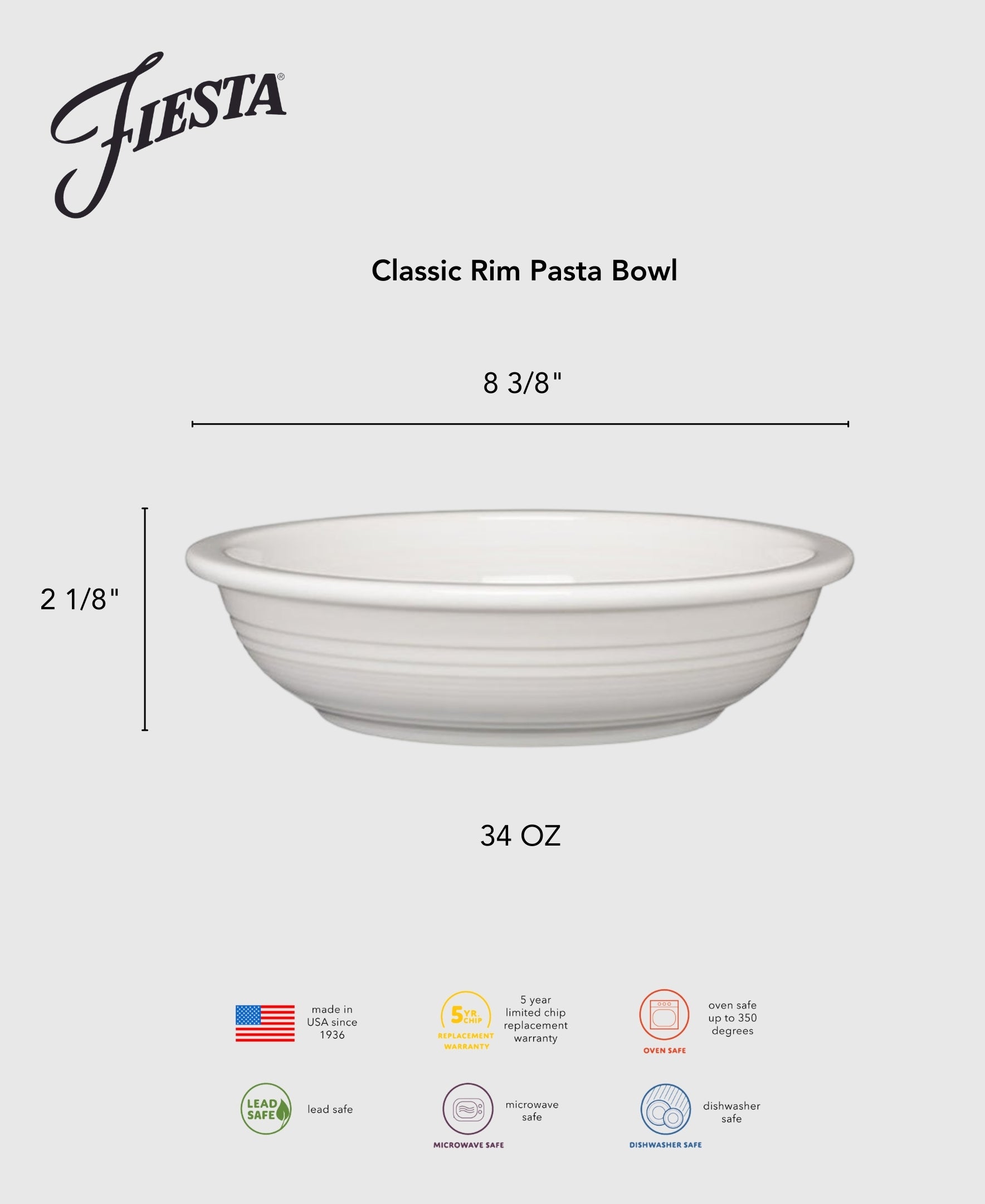 Lavender Classic Rim 8 3/8 Inch Pasta Bowl 34 OZ - Image 3