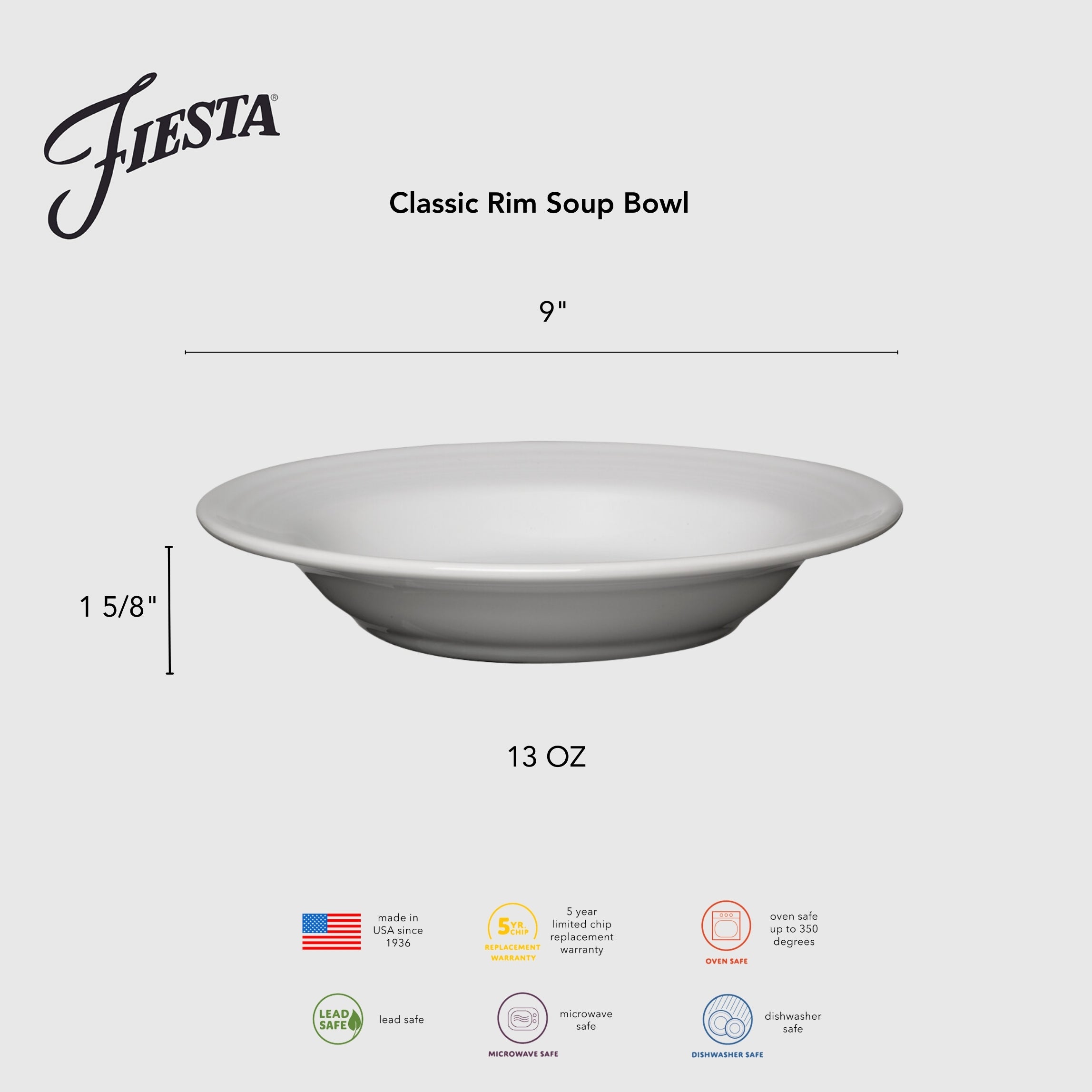Classic Rim 9 Inch Soup Bowl 13 OZ - Image 2